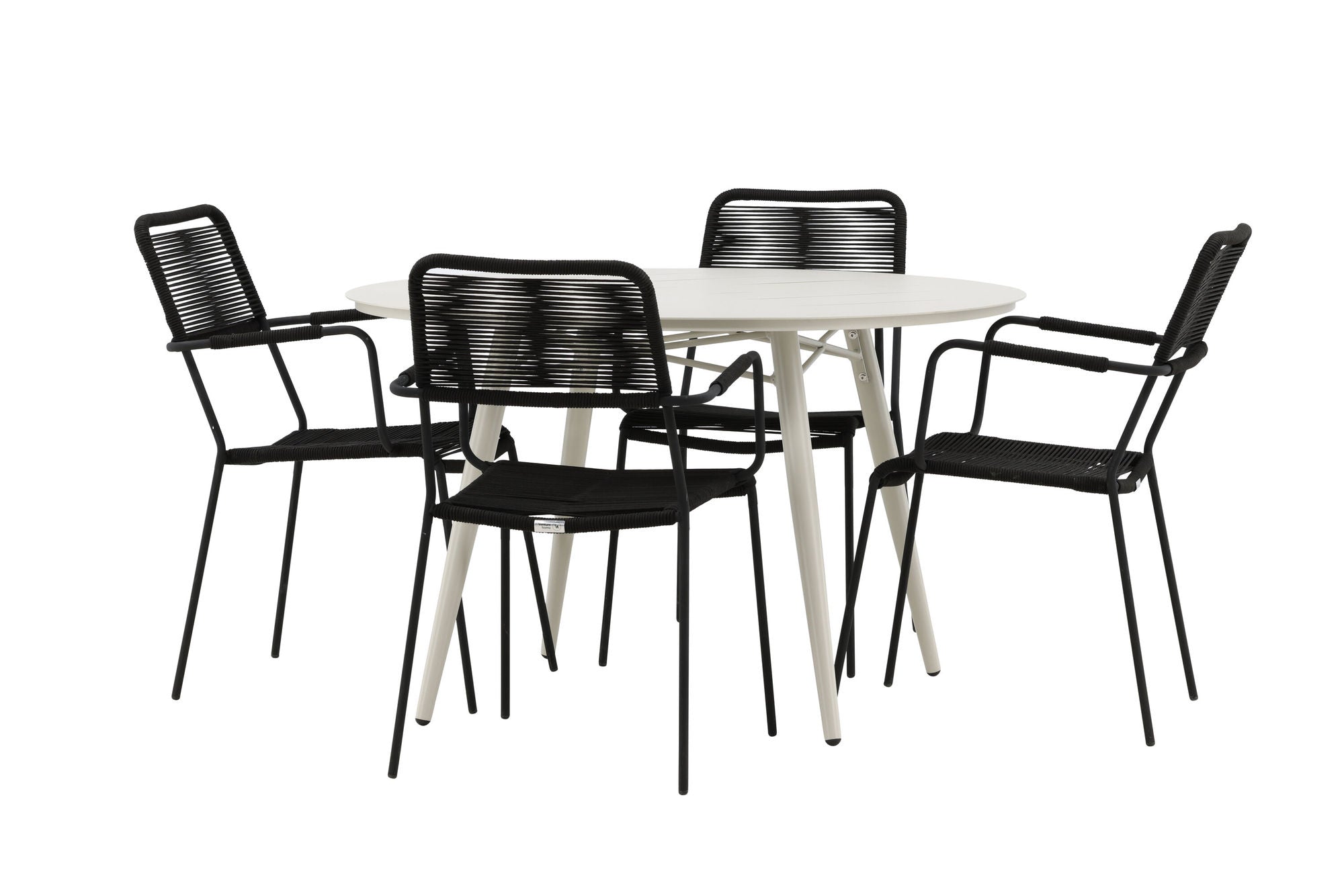 Venture Home Lina spisebord - Beige - rund 120 cm _1+ Lindos Armchair - Black Alu / Black Rope _4