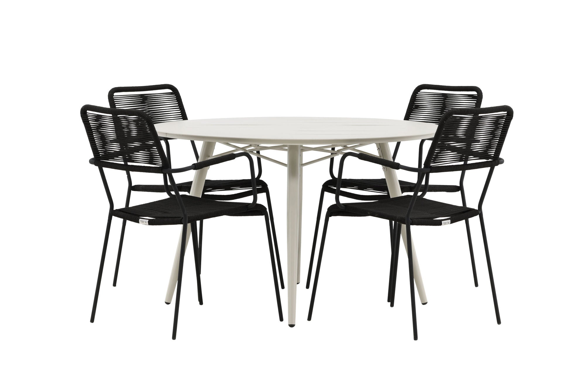 Venture Home Lina spisebord - Beige - rund 120 cm _1+ Lindos Armchair - Black Alu / Black Rope _4