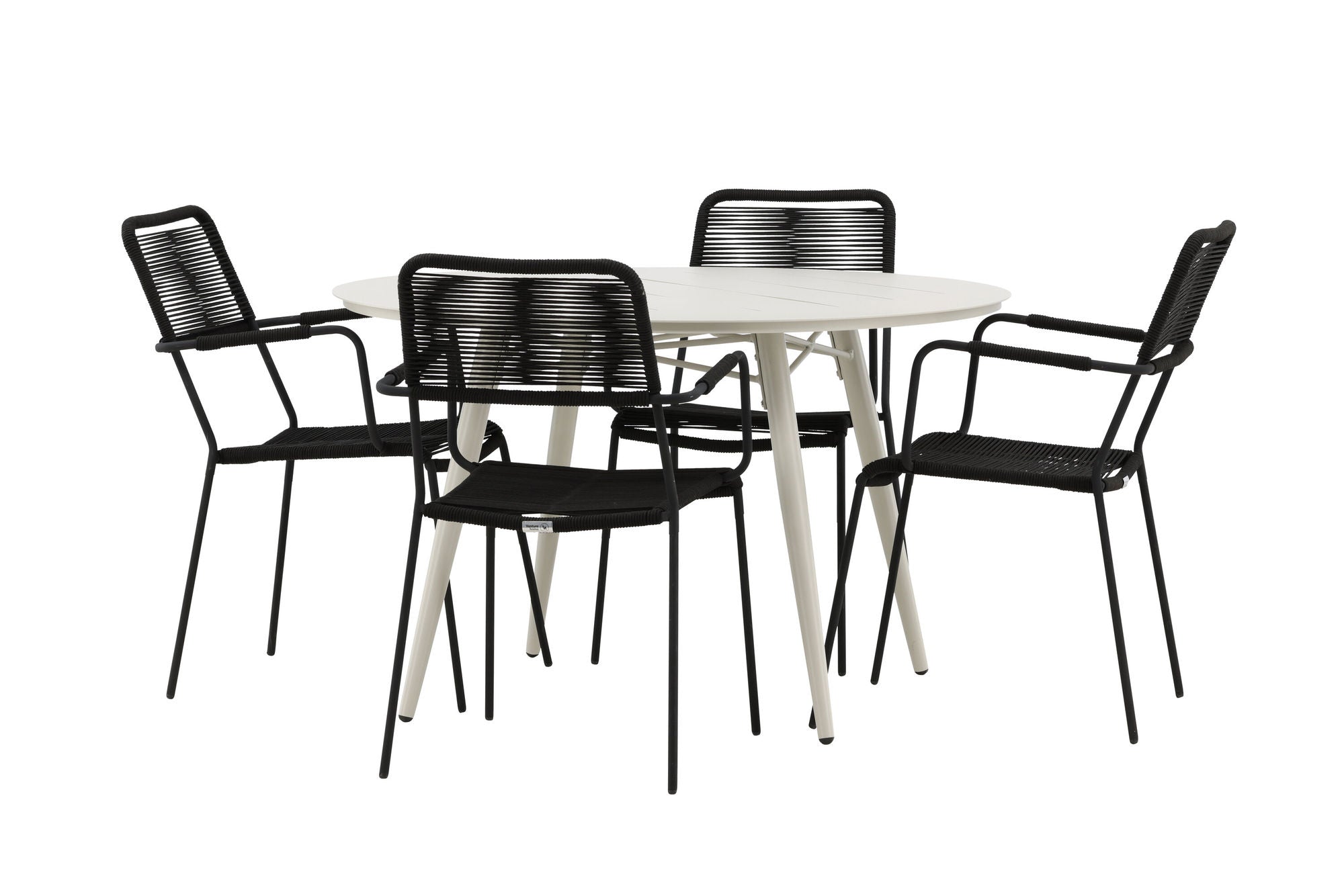 Venture Home Lina spisebord - Beige - rund 120 cm _1+ Lindos Armchair - Black Alu / Black Rope _4