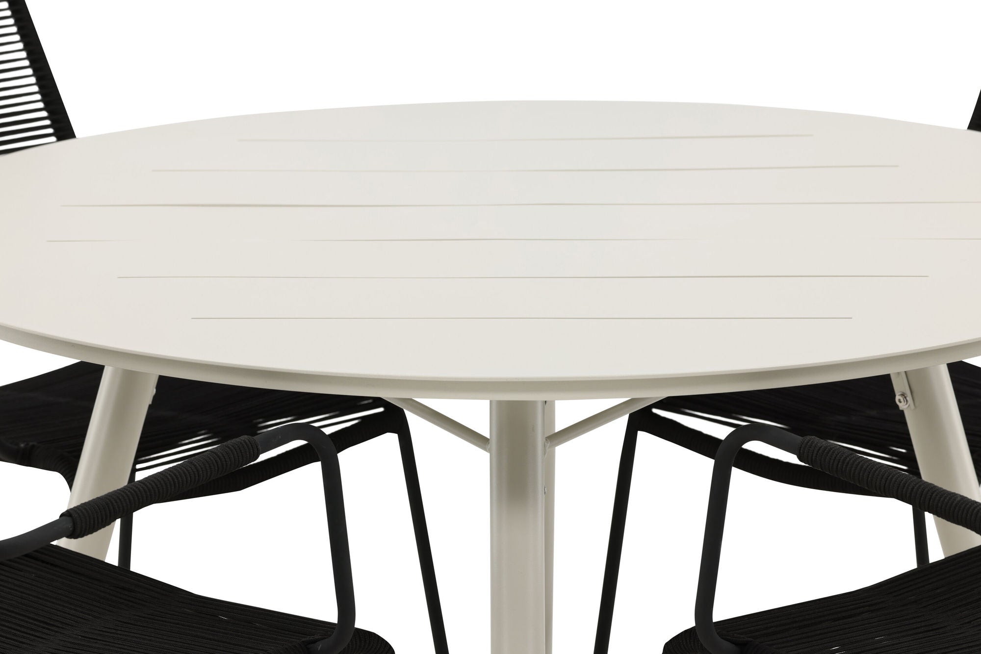 Venture Home Lina spisebord - Beige - rund 120 cm _1+ Lindos Armchair - Black Alu / Black Rope _4