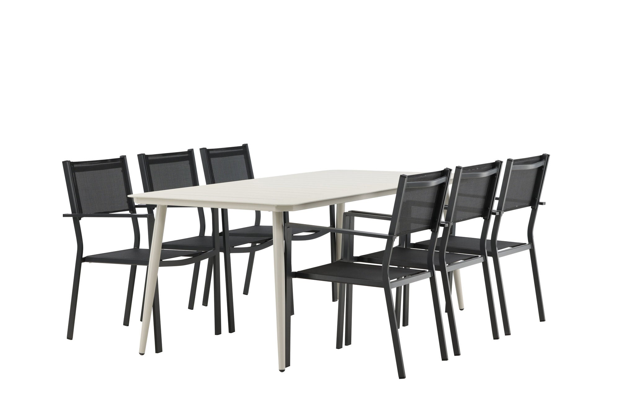 Venture Home Lina spisebord - Beige - 200*90 _1+ Copacabana Stacking stol - Black/Black _6