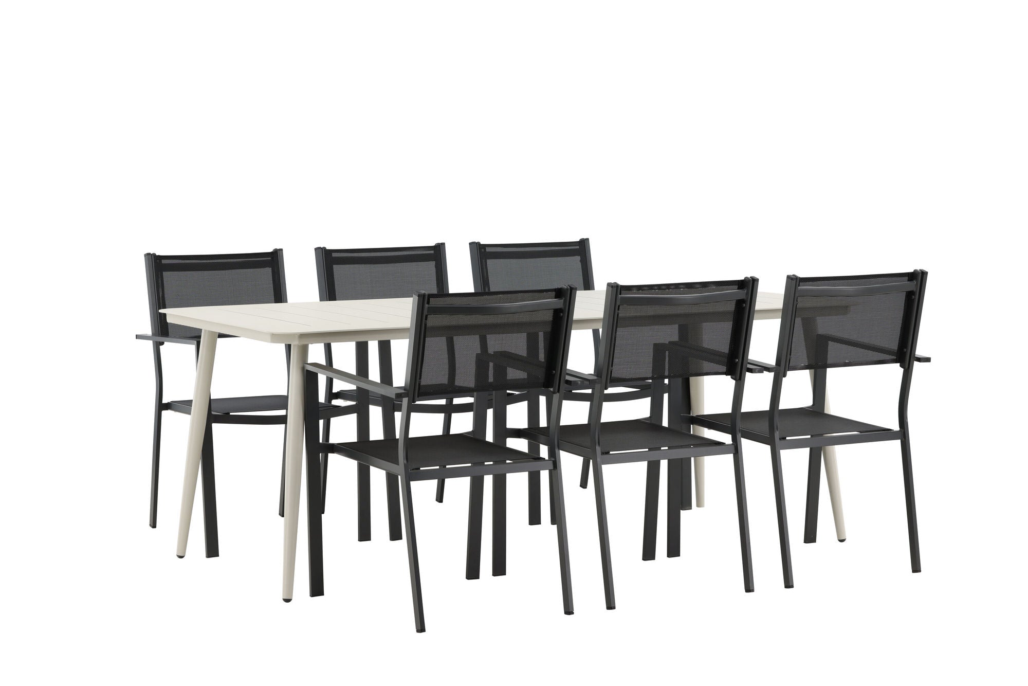 Venture Home Lina spisebord - Beige - 200*90 _1+ Copacabana Stacking stol - Black/Black _6