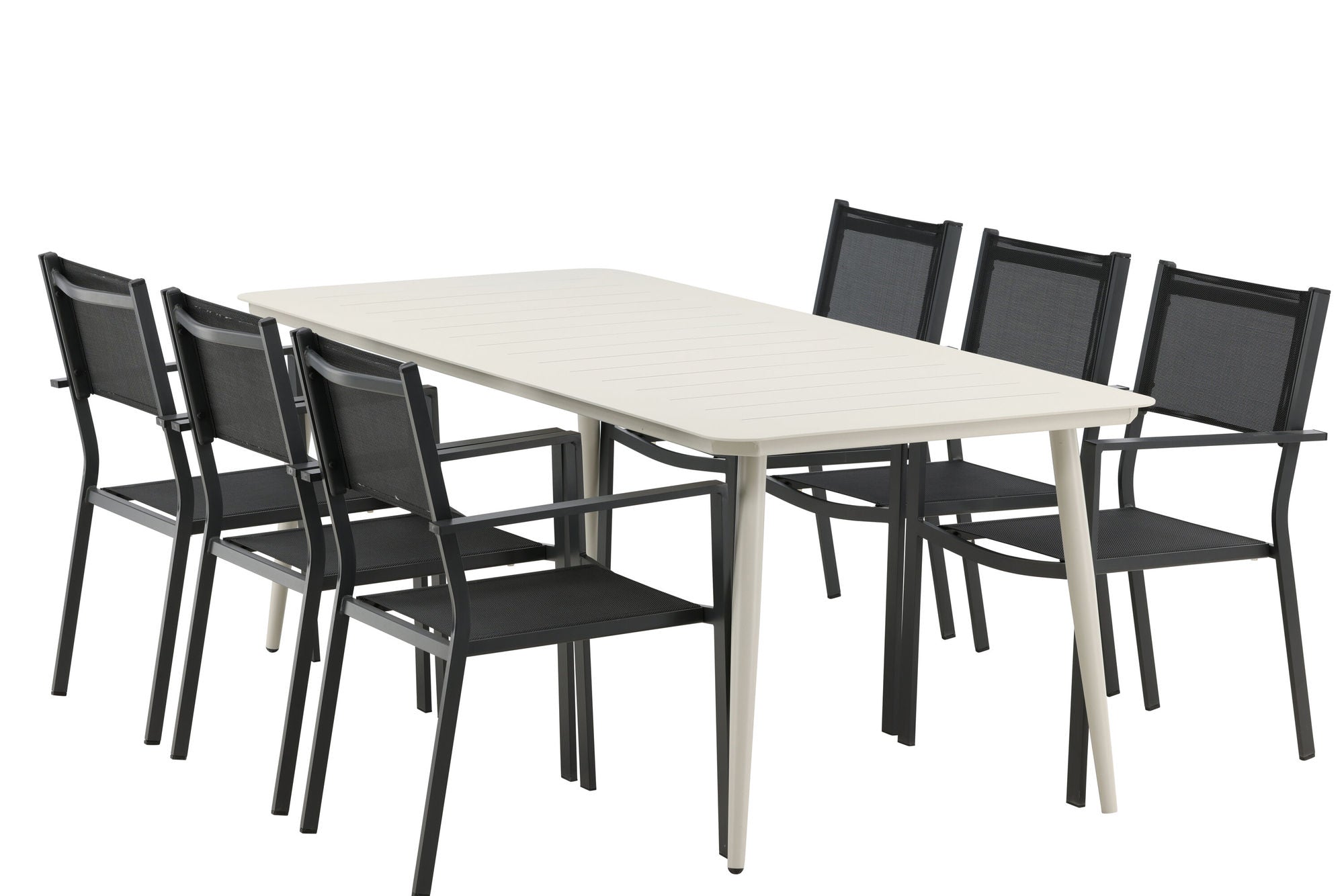 Venture Home Lina spisebord - Beige - 200*90 _1+ Copacabana Stacking stol - Black/Black _6