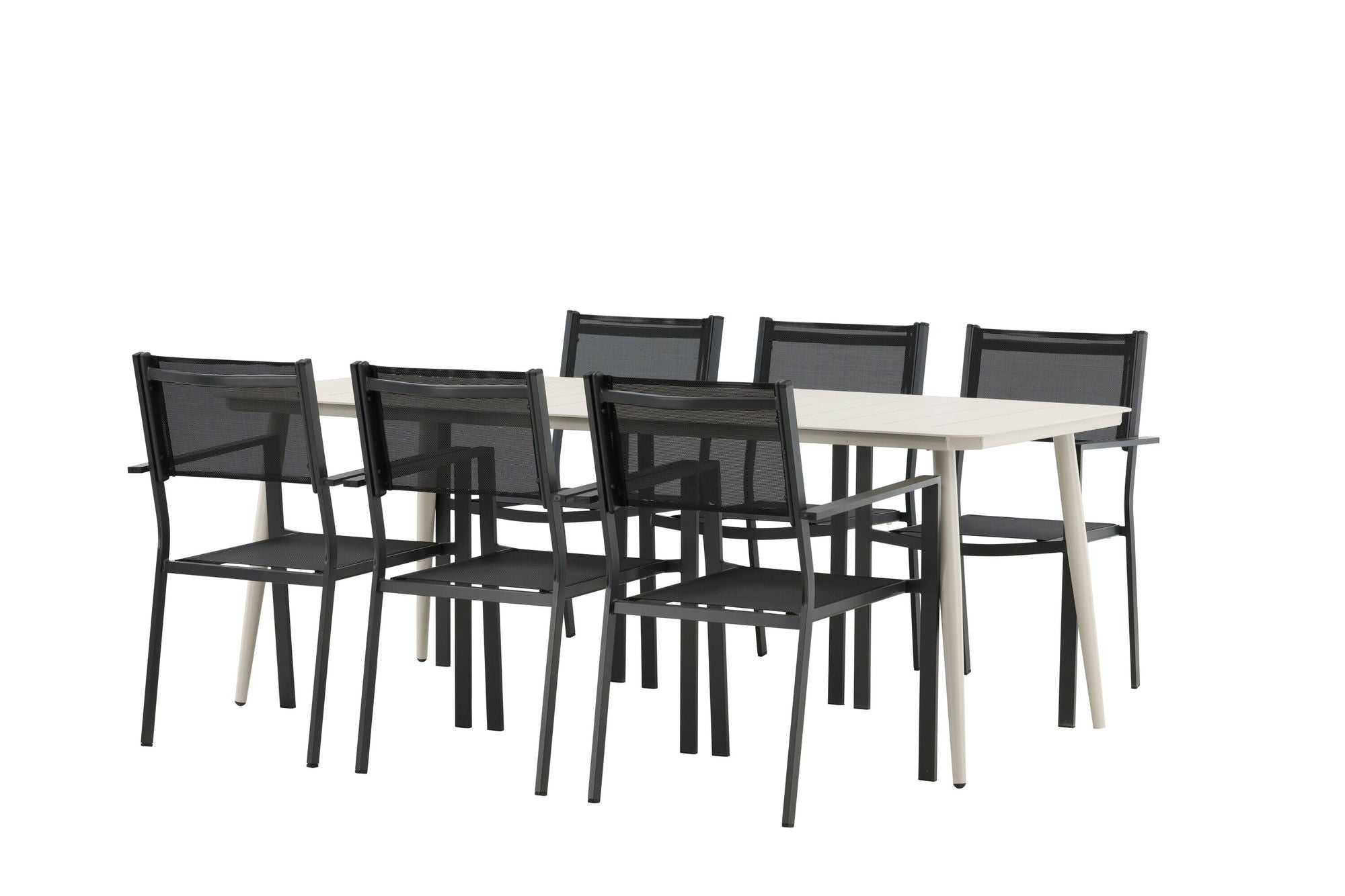 Venture Home Lina spisebord - Beige - 200*90 _1+ Copacabana Stacking stol - Black/Black _6