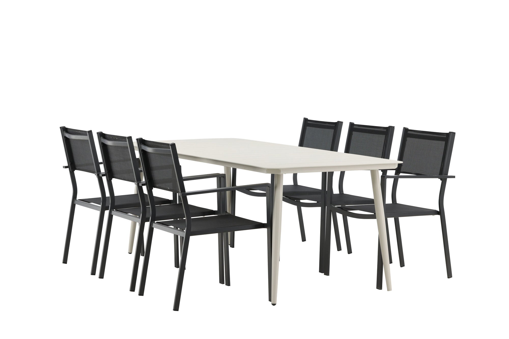 Venture Home Lina spisebord - Beige - 200*90 _1+ Copacabana Stacking stol - Black/Black _6