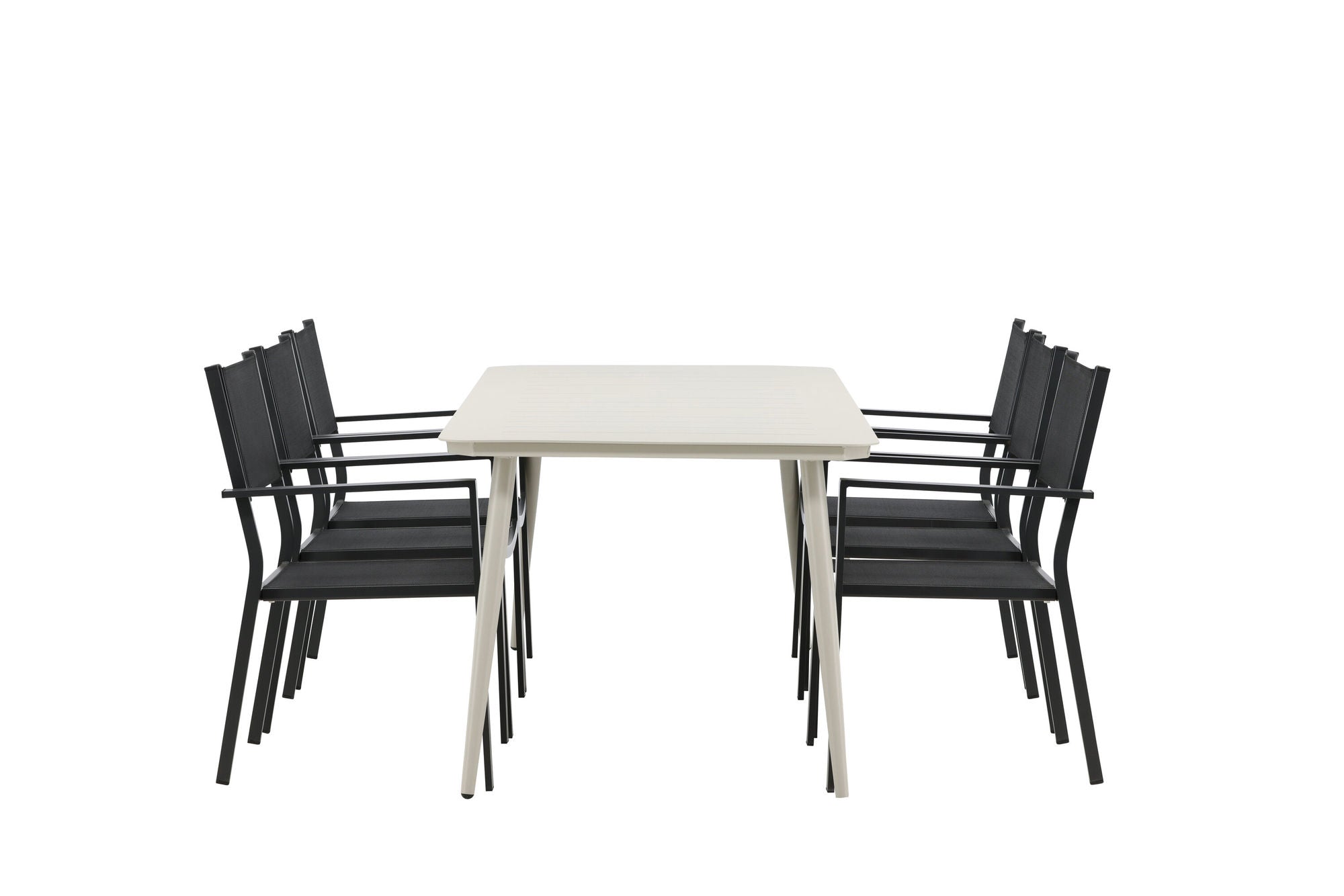 Venture Home Lina spisebord - Beige - 200*90 _1+ Copacabana Stacking stol - Black/Black _6