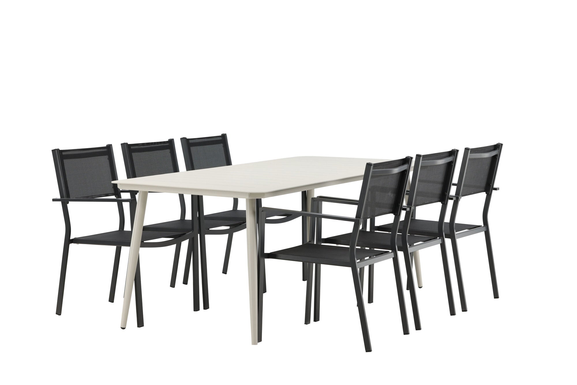 Venture Home Lina spisebord - Beige - 200*90 _1+ Copacabana Stacking stol - Black/Black _6