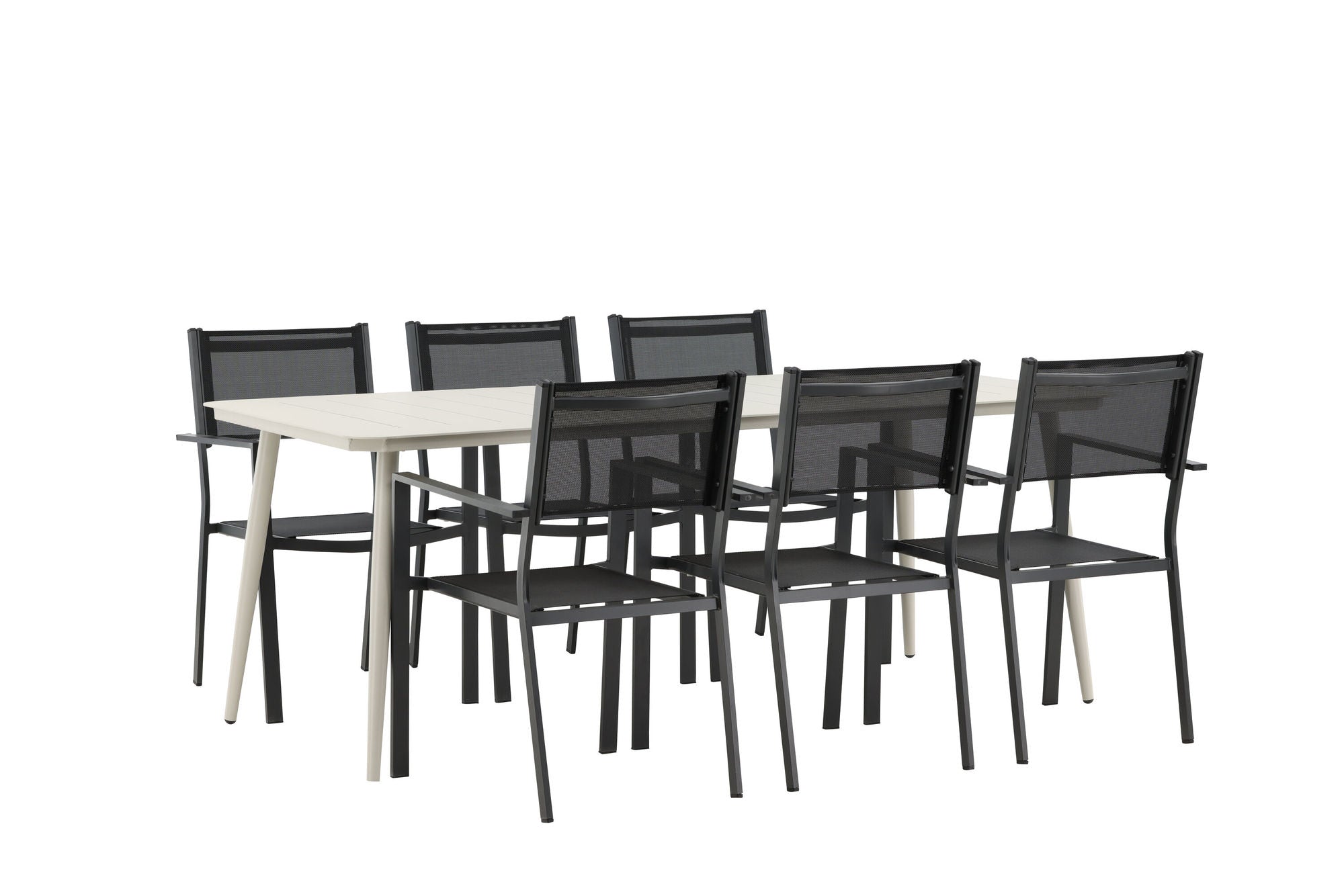 Venture Home Lina spisebord - Beige - 200*90 _1+ Copacabana Stacking stol - Black/Black _6