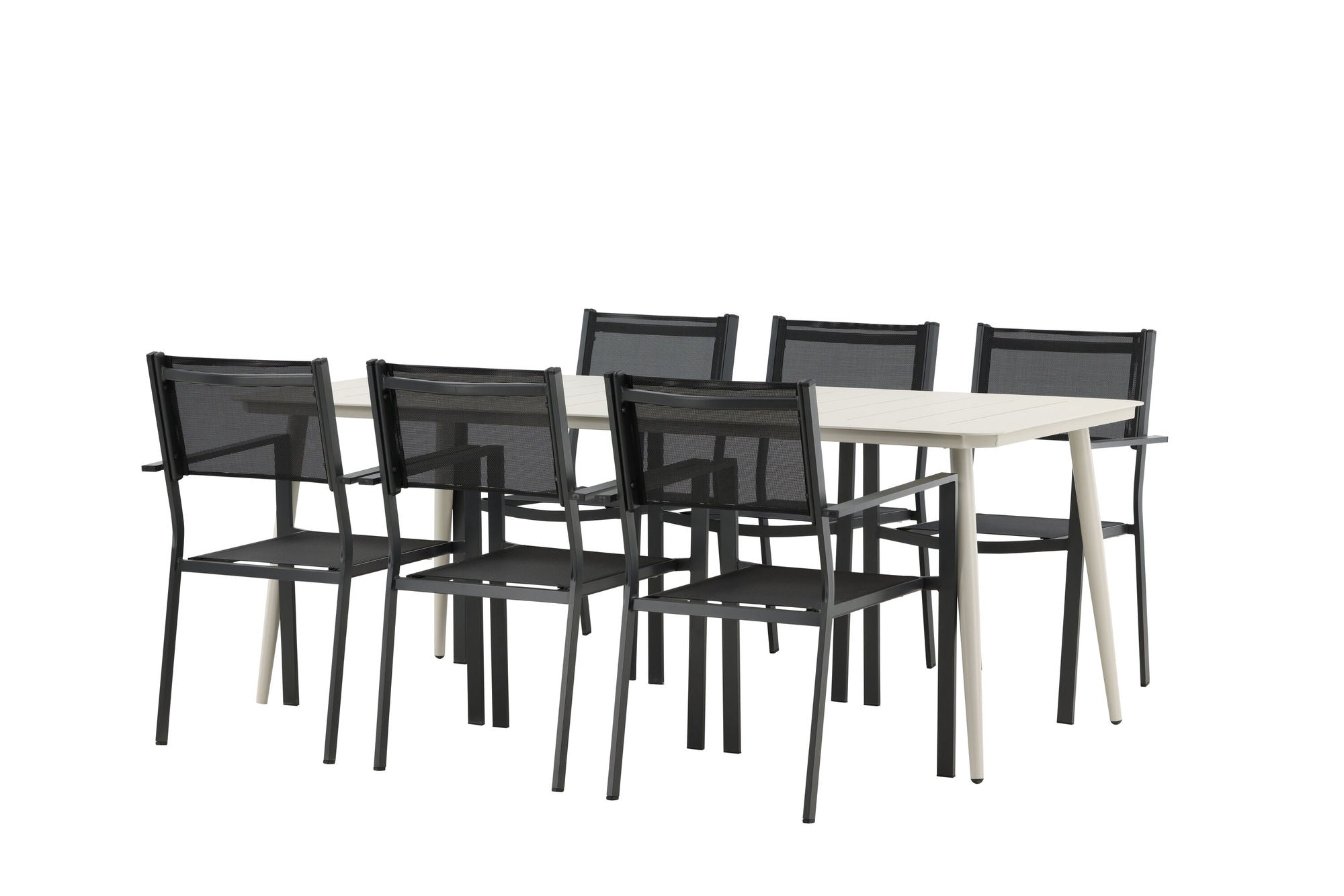 Venture Home Lina spisebord - Beige - 200*90 _1+ Copacabana Stacking stol - Black/Black _6