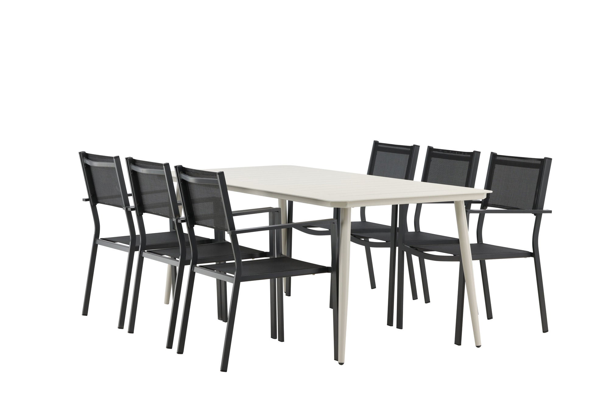 Venture Home Lina spisebord - Beige - 200*90 _1+ Copacabana Stacking stol - Black/Black _6