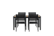 Venture Home Togo - spisebord- Black / Teak - Allu / Teak - 150*100 _1+ Santorini Arm stol (Stackable) - Black alu / Black Textilene _4