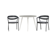 Venture Home Break - spisebord rund- White / Grey - Alu / Aintwood - 90ø _1+ Slit - Spisebordsstol inc Cushion- Black /Grey - Aluminium - _2
