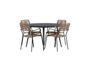 Venture Home Break - spisebord rund- Black / Black - Alu / Aintwood - 120ø _1+ Lindos - Armchair - Black Alu / Latte Rope _4
