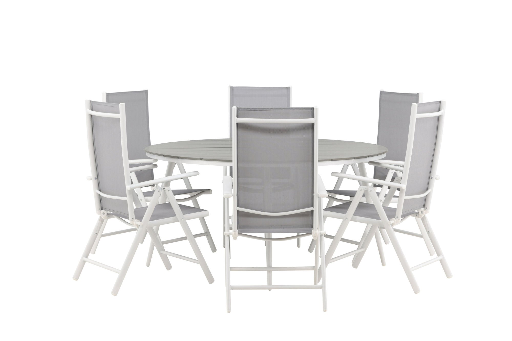 Venture Home Break - spisebord rund- White / Grey - Alu / Aintwood - 150ø _1+ Break 5:pos stol - White/Grey _6