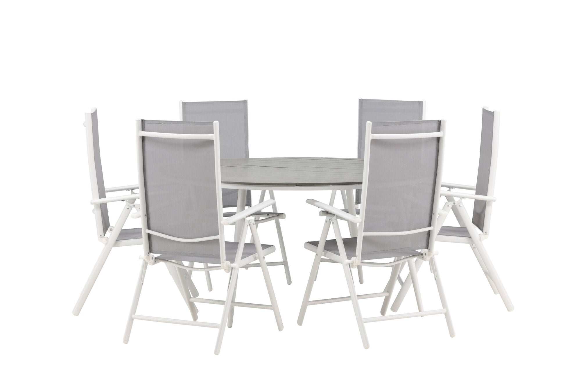 Venture Home Break - spisebord rund- White / Grey - Alu / Aintwood - 150ø _1+ Break 5:pos stol - White/Grey _6