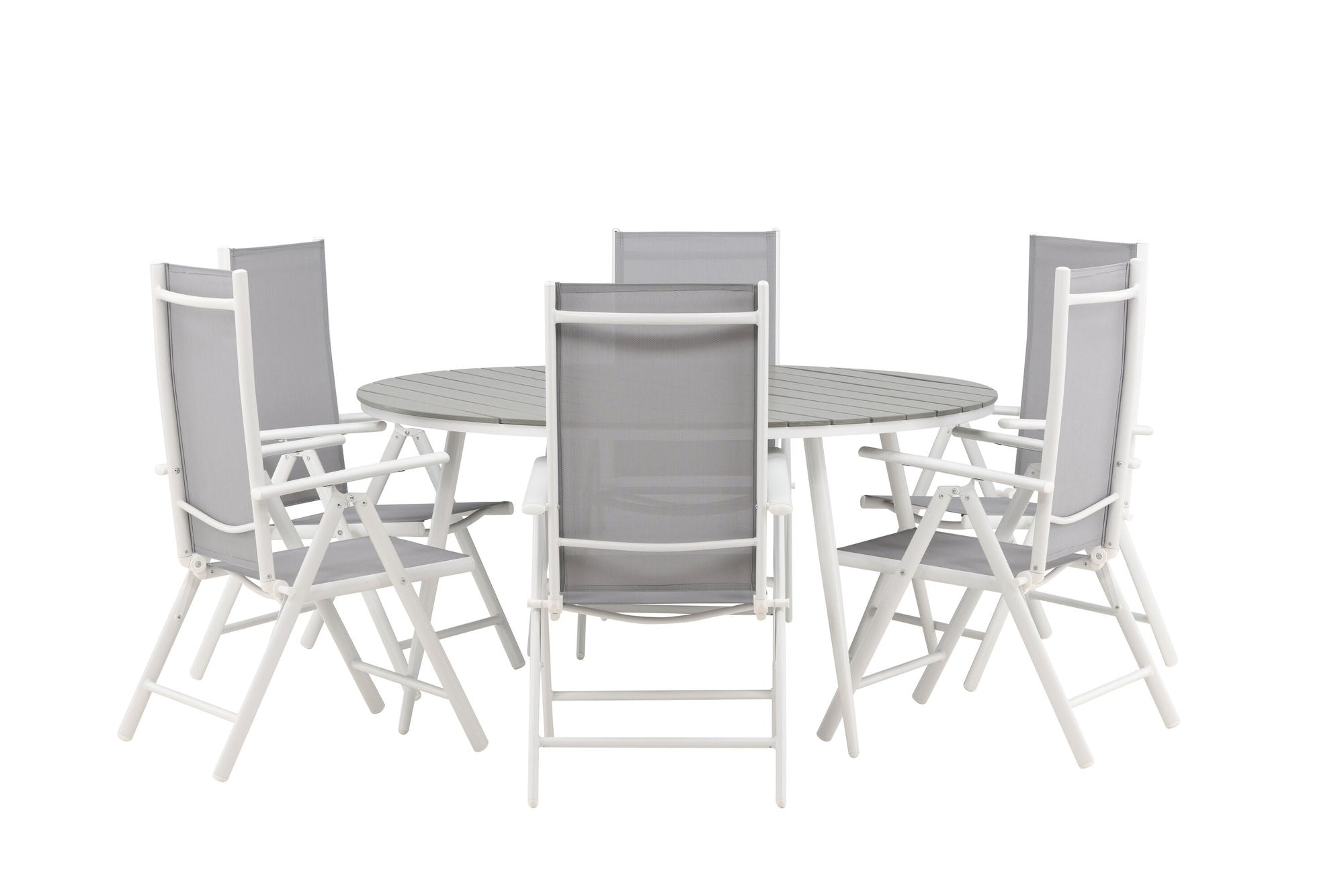 Venture Home Break - spisebord rund- White / Grey - Alu / Aintwood - 150ø _1+ Break 5:pos stol - White/Grey _6