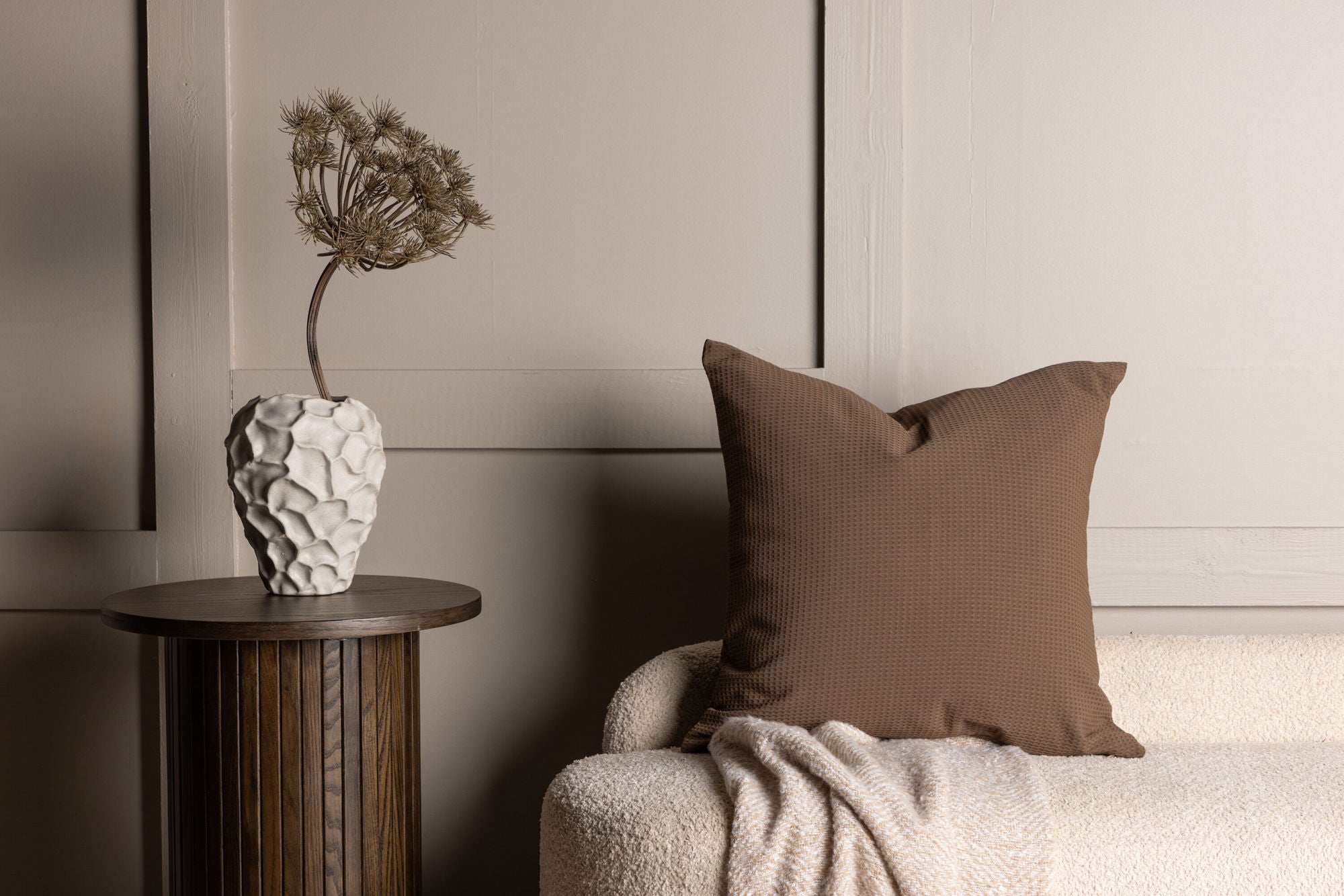 Venture Home Celine Cushion Cover Poly Waffle - Dark Brown 50x50