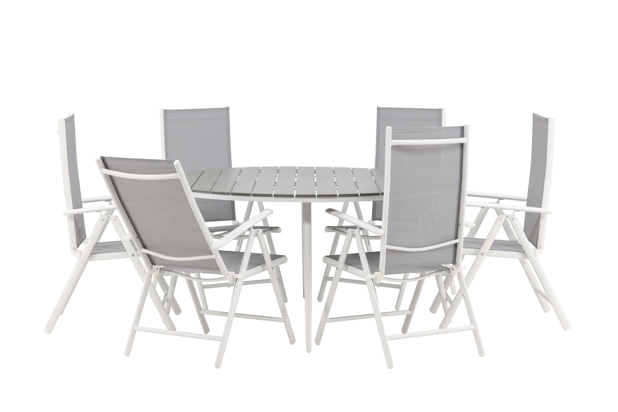 Venture Home Break - spisebord rund- White / Grey - Alu / Aintwood - 150ø _1+ Break 5:pos stol - White/Grey _6