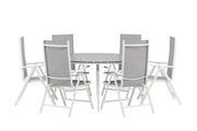 Venture Home Break - spisebord rund- White / Grey - Alu / Aintwood - 150ø _1+ Break 5:pos stol - White/Grey _6