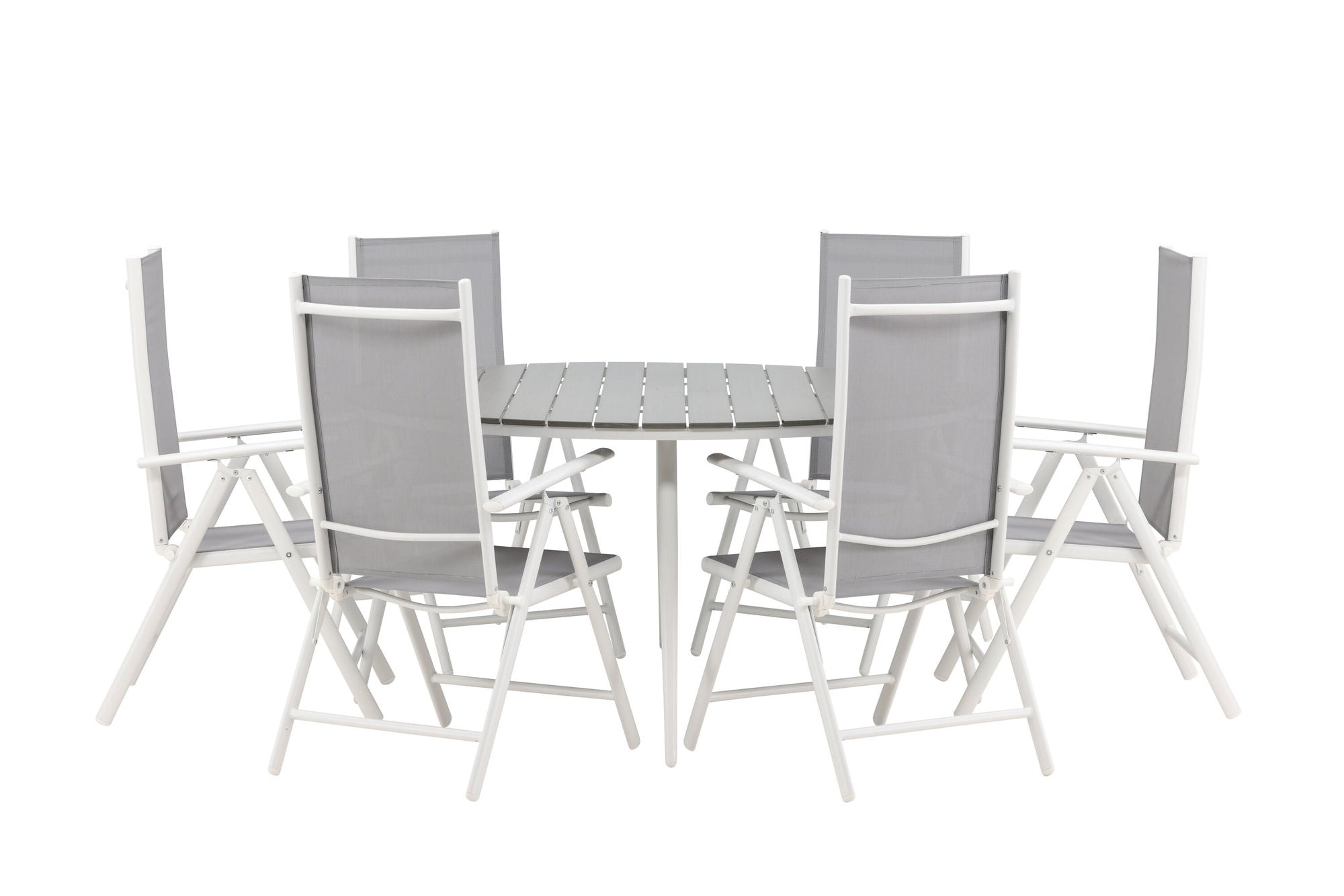 Venture Home Break - spisebord rund- White / Grey - Alu / Aintwood - 150ø _1+ Break 5:pos stol - White/Grey _6