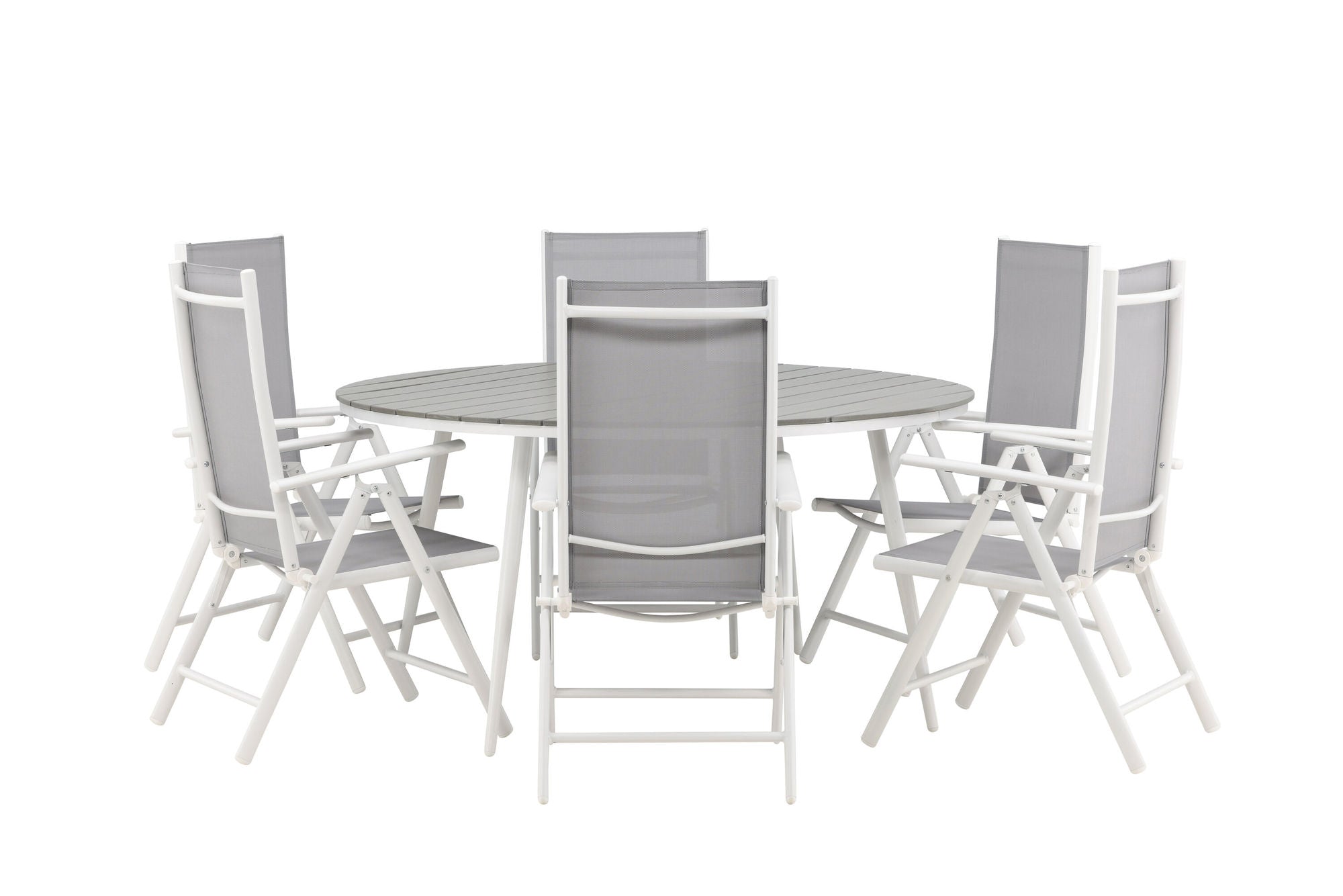 Venture Home Break - spisebord rund- White / Grey - Alu / Aintwood - 150ø _1+ Break 5:pos stol - White/Grey _6