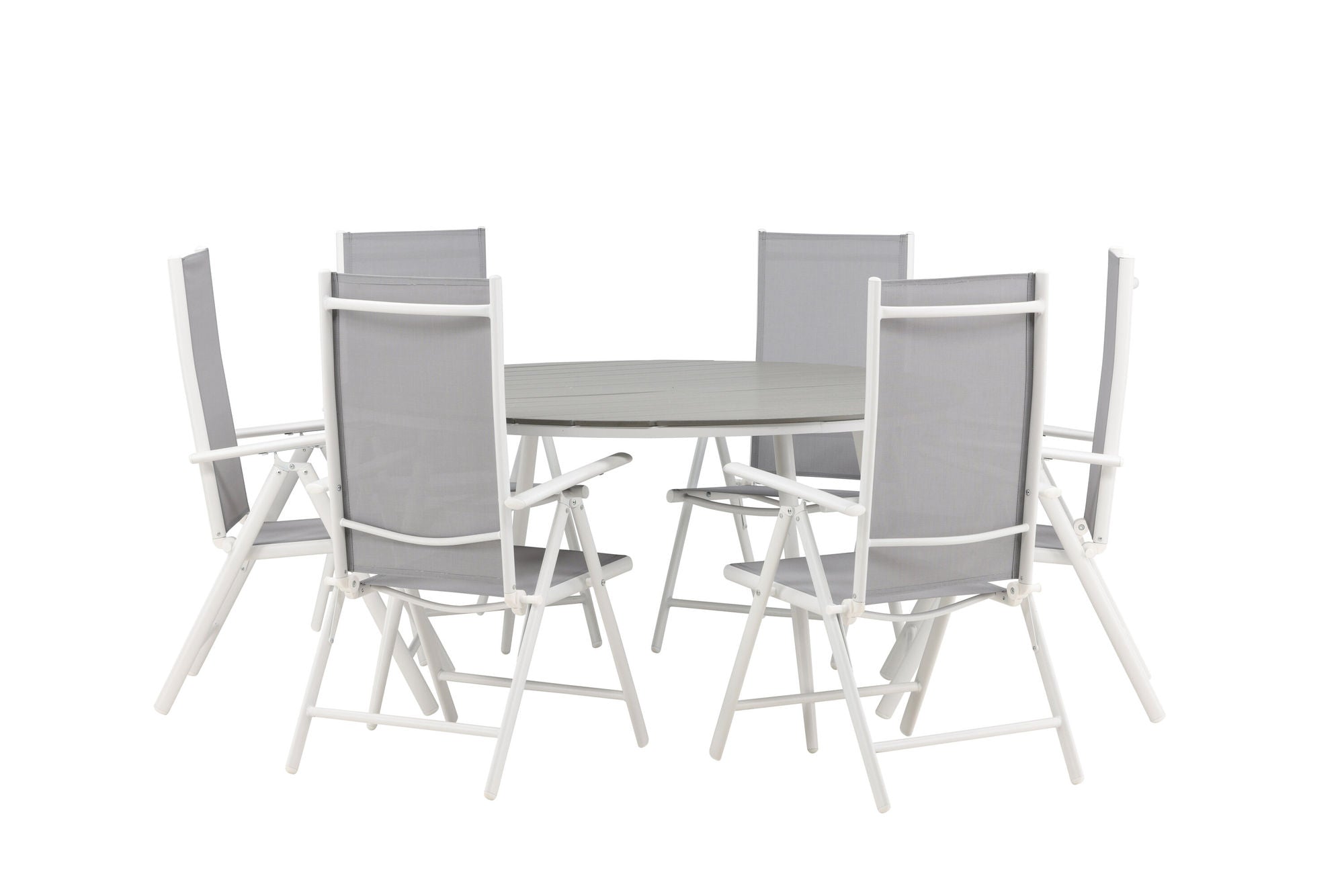 Venture Home Break - spisebord rund- White / Grey - Alu / Aintwood - 150ø _1+ Break 5:pos stol - White/Grey _6