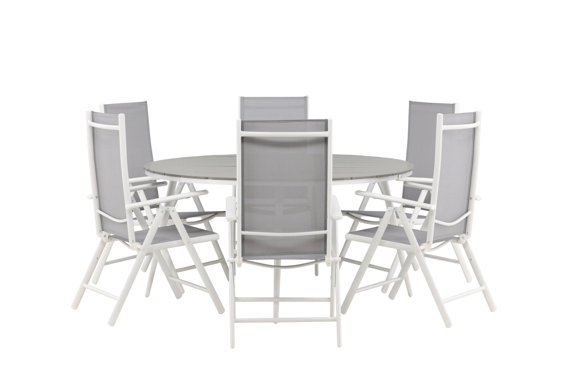 Venture Home Break - spisebord rund- White / Grey - Alu / Aintwood - 150ø _1+ Break 5:pos stol - White/Grey _6