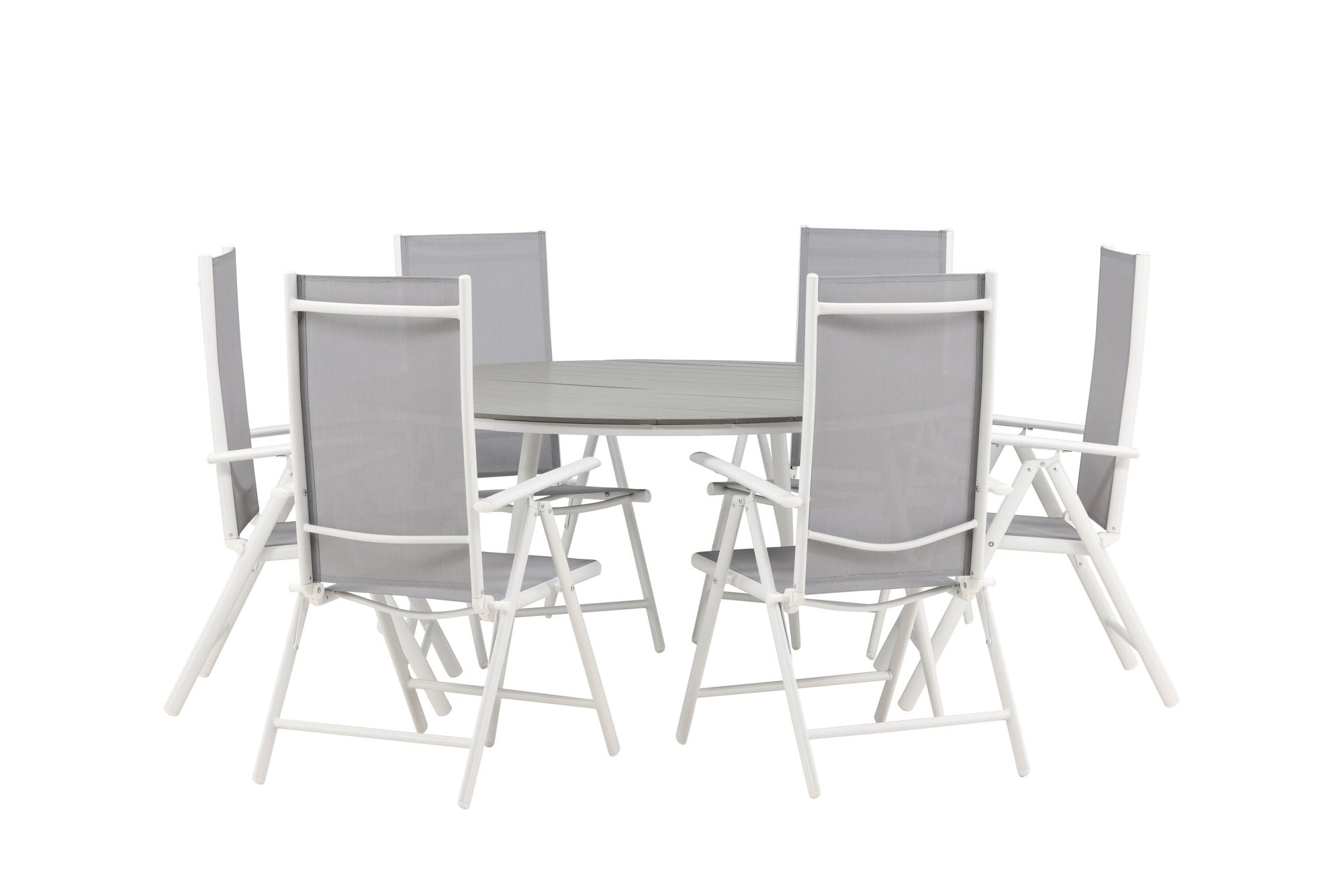 Venture Home Break - spisebord rund- White / Grey - Alu / Aintwood - 150ø _1+ Break 5:pos stol - White/Grey _6