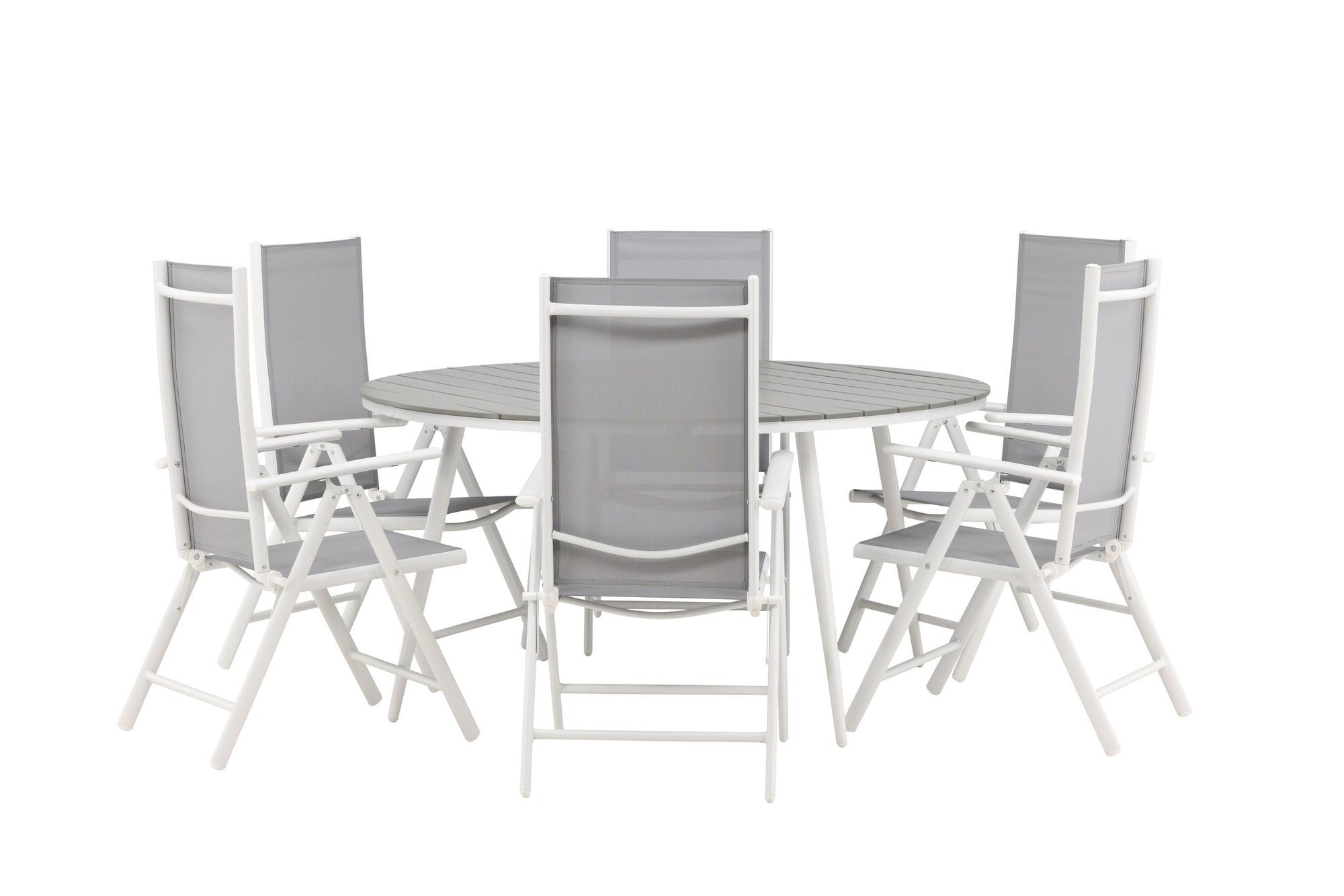 Venture Home Break - spisebord rund- White / Grey - Alu / Aintwood - 150ø _1+ Break 5:pos stol - White/Grey _6