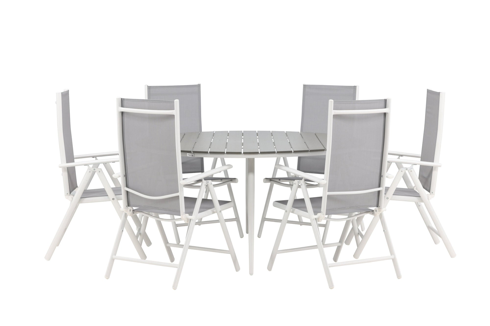 Venture Home Break - spisebord rund- White / Grey - Alu / Aintwood - 150ø _1+ Break 5:pos stol - White/Grey _6