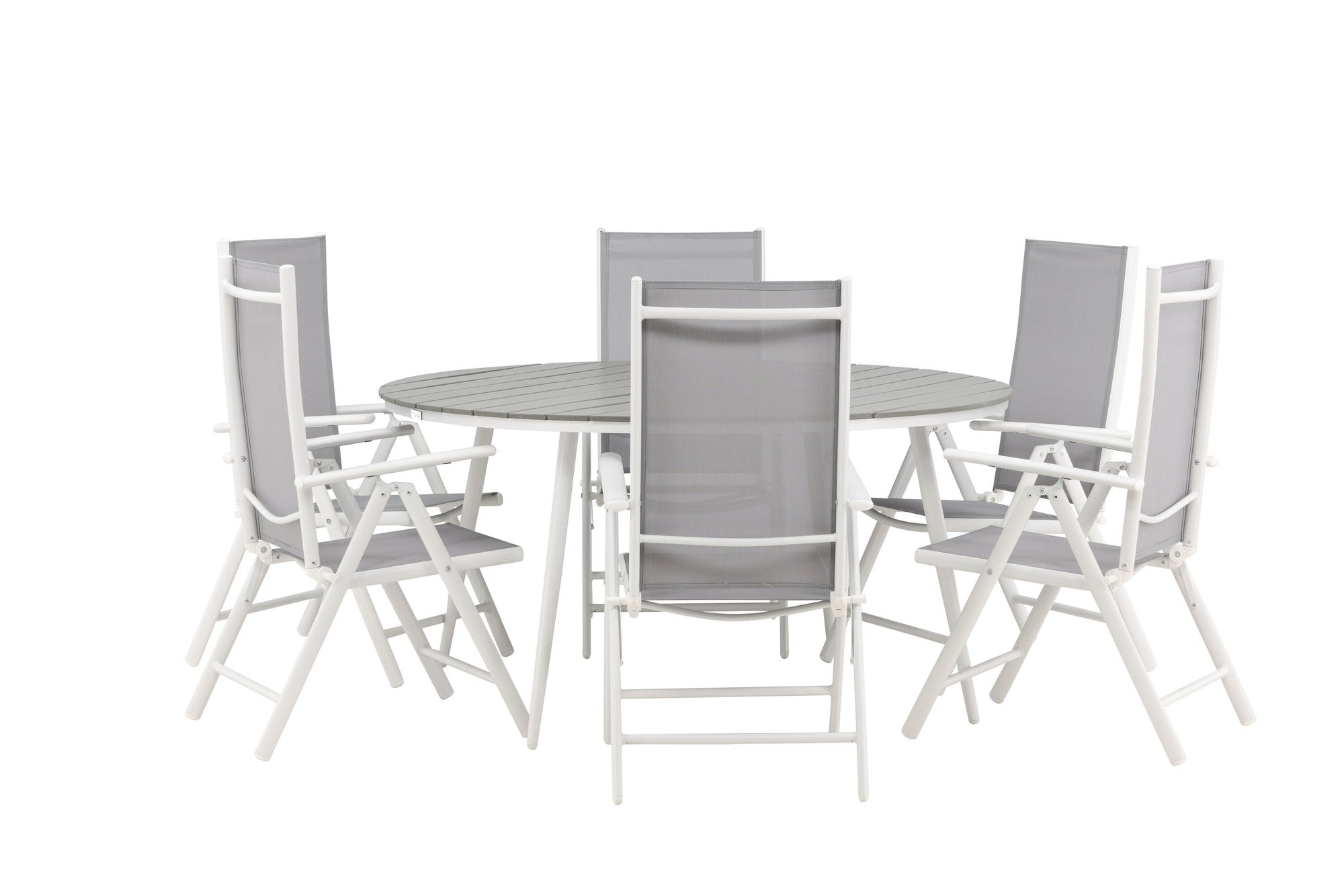 Venture Home Break - spisebord rund- White / Grey - Alu / Aintwood - 150ø _1+ Break 5:pos stol - White/Grey _6