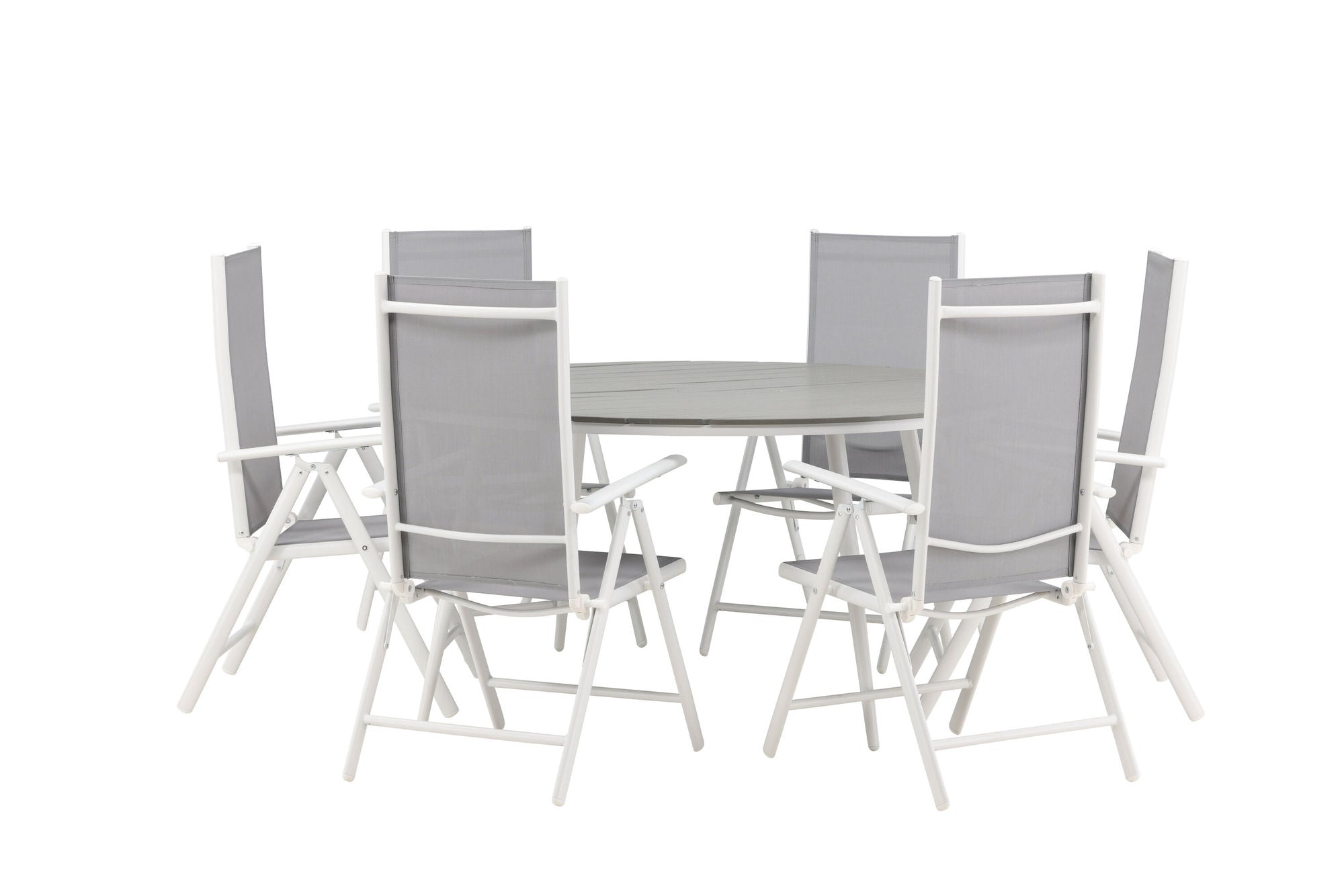 Venture Home Break - spisebord rund- White / Grey - Alu / Aintwood - 150ø _1+ Break 5:pos stol - White/Grey _6