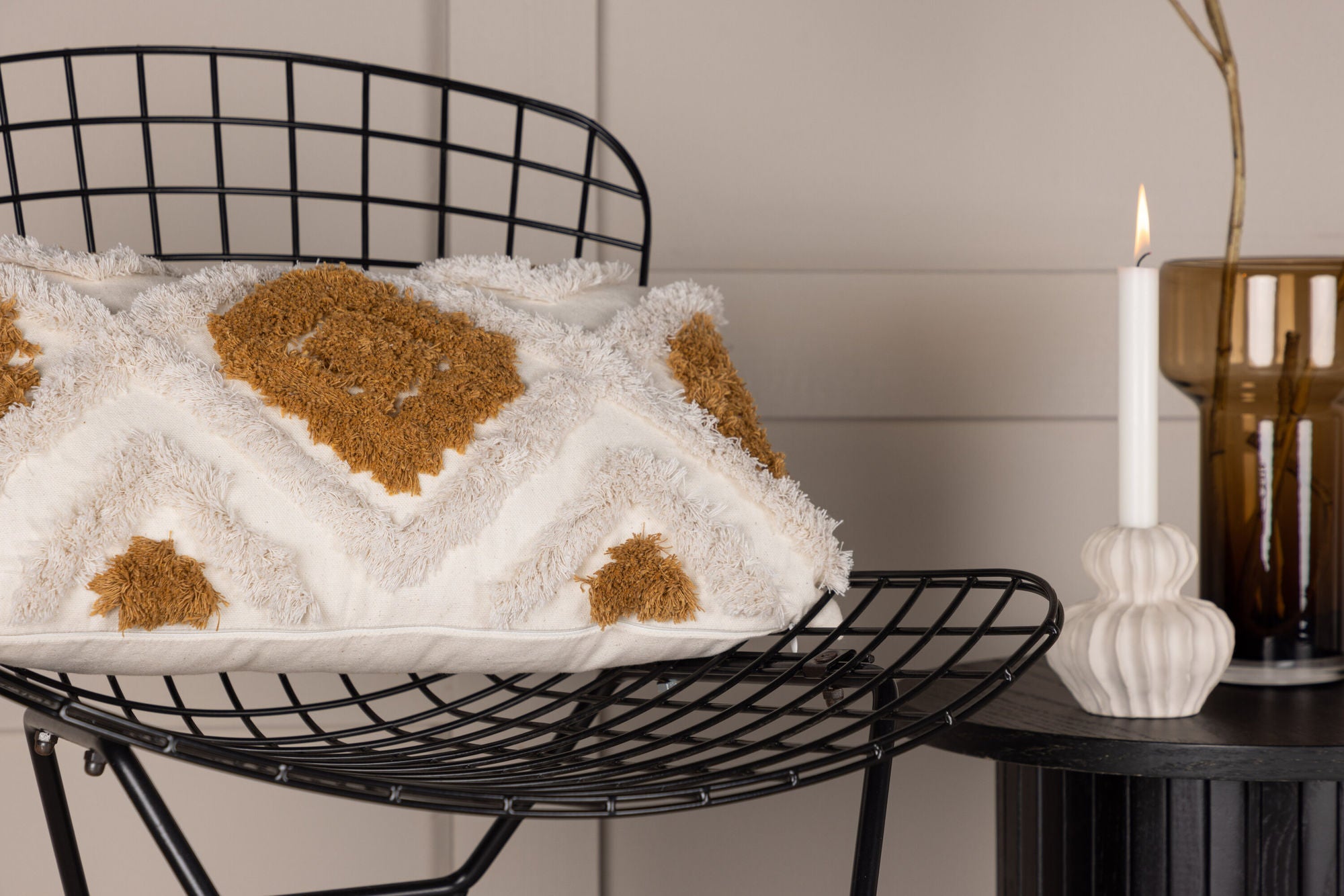 Venture Home Ada Cushion Cover Polycotton - White/Brown / 30x50