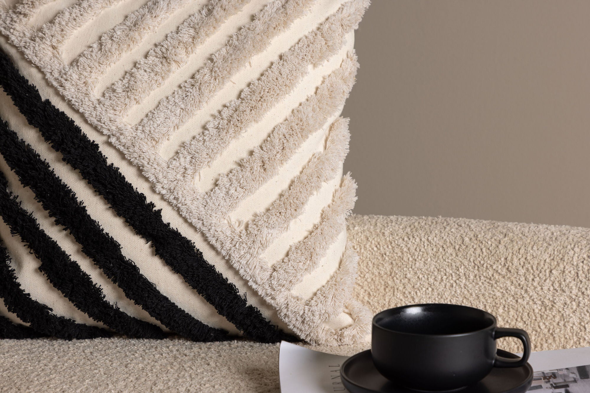 Venture Home Zara Cushion Cover Polycotton - Black/White / 45x45