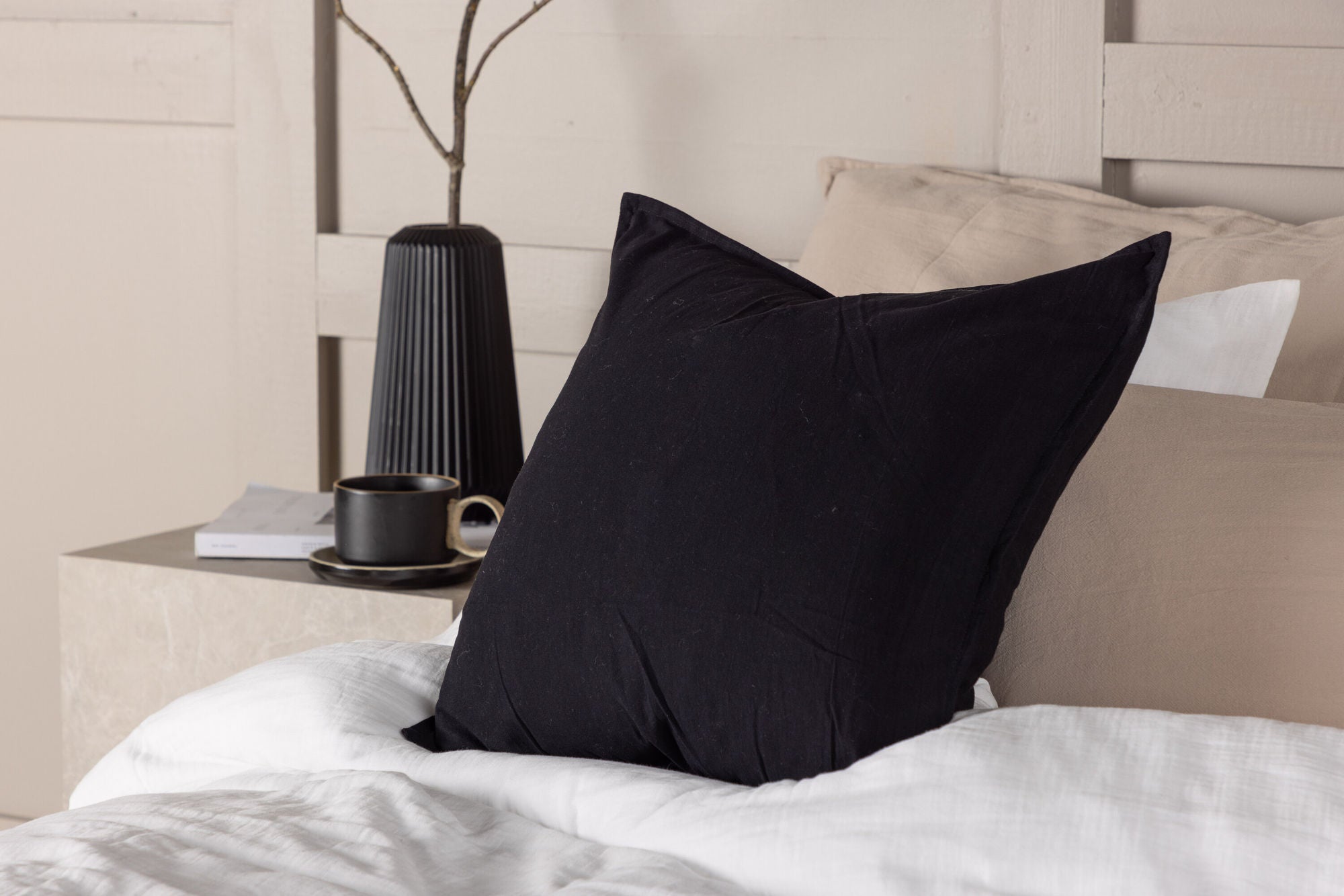 Venture Home Ronja Cushion Cover Washed Cotton - Black 45x45