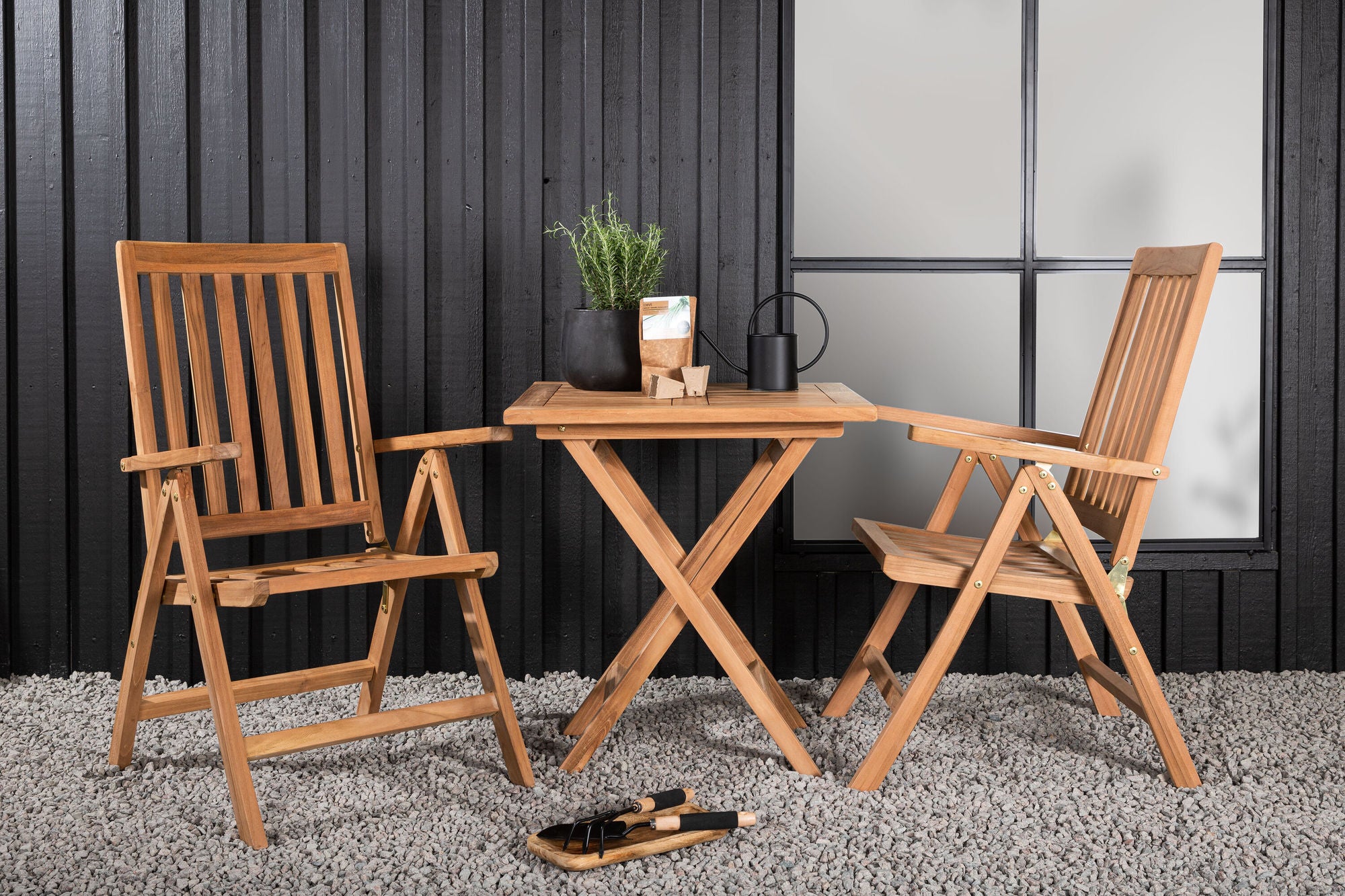 Venture Home Kenya - Folding bord- Natural - Teak - 70*70cm +Kenya 5-position Folding stol - Teak _2