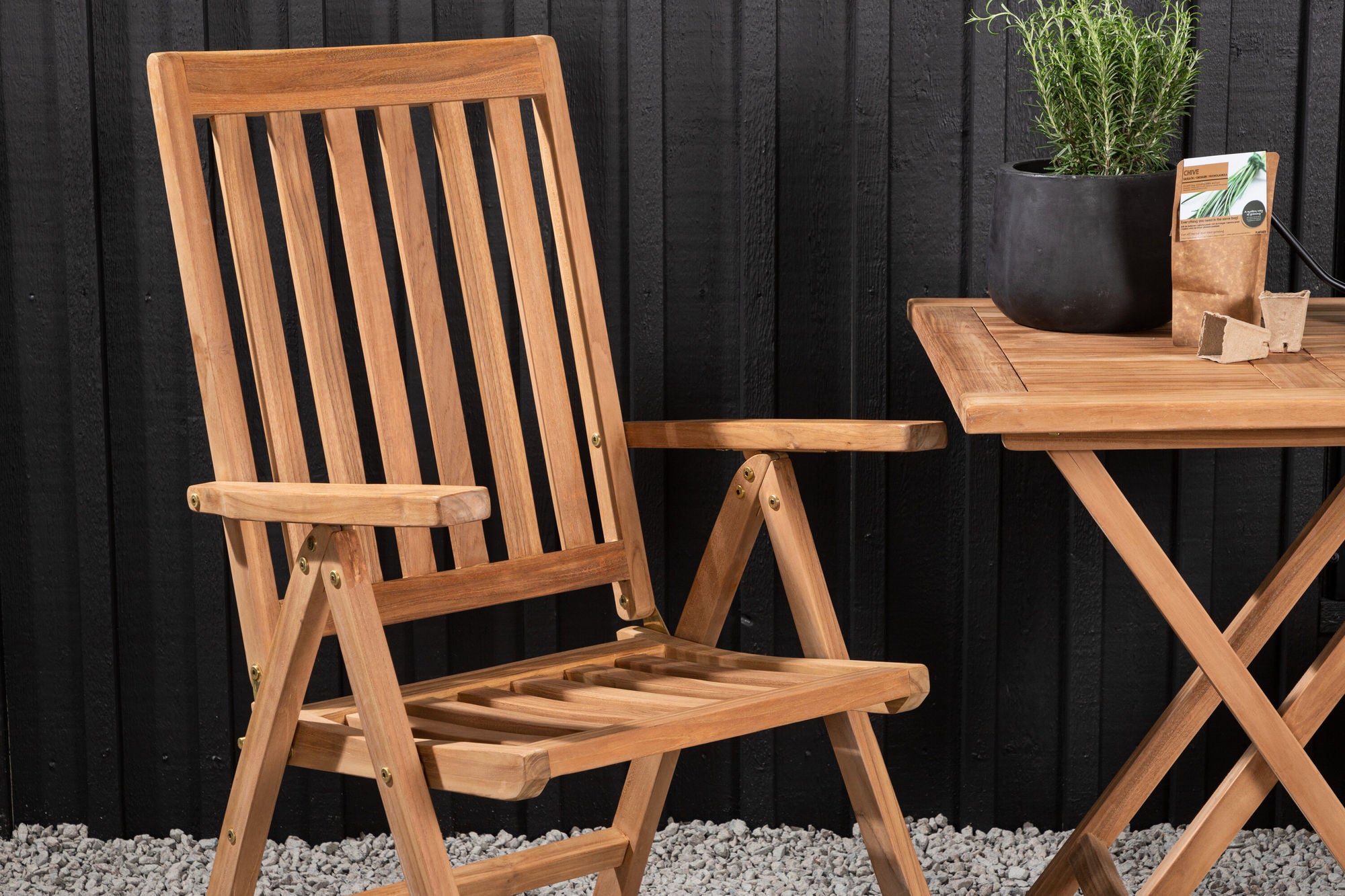 Venture Home Kenya - Folding bord- Natural - Teak - 70*70cm +Kenya 5-position Folding stol - Teak _2