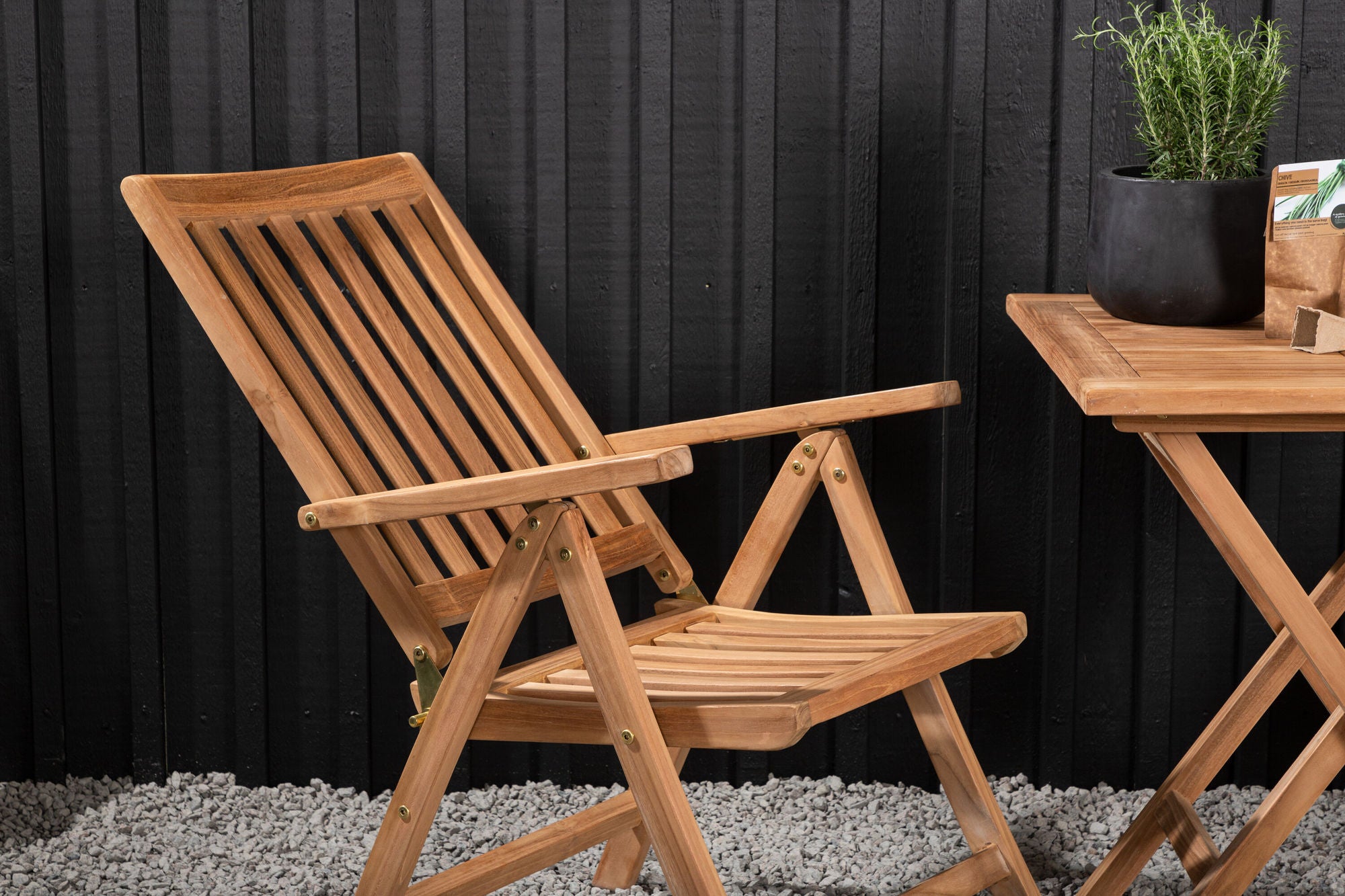 Venture Home Kenya - Folding bord- Natural - Teak - 70*70cm +Kenya 5-position Folding stol - Teak _2