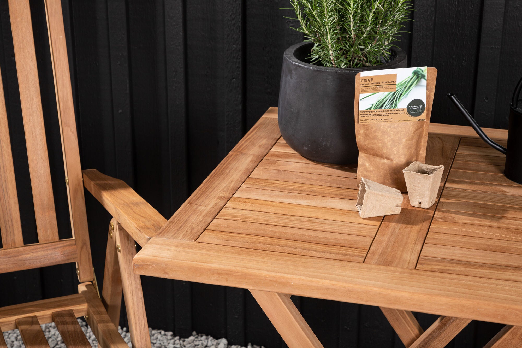 Venture Home Kenya - Folding bord- Natural - Teak - 70*70cm +Kenya 5-position Folding stol - Teak _2