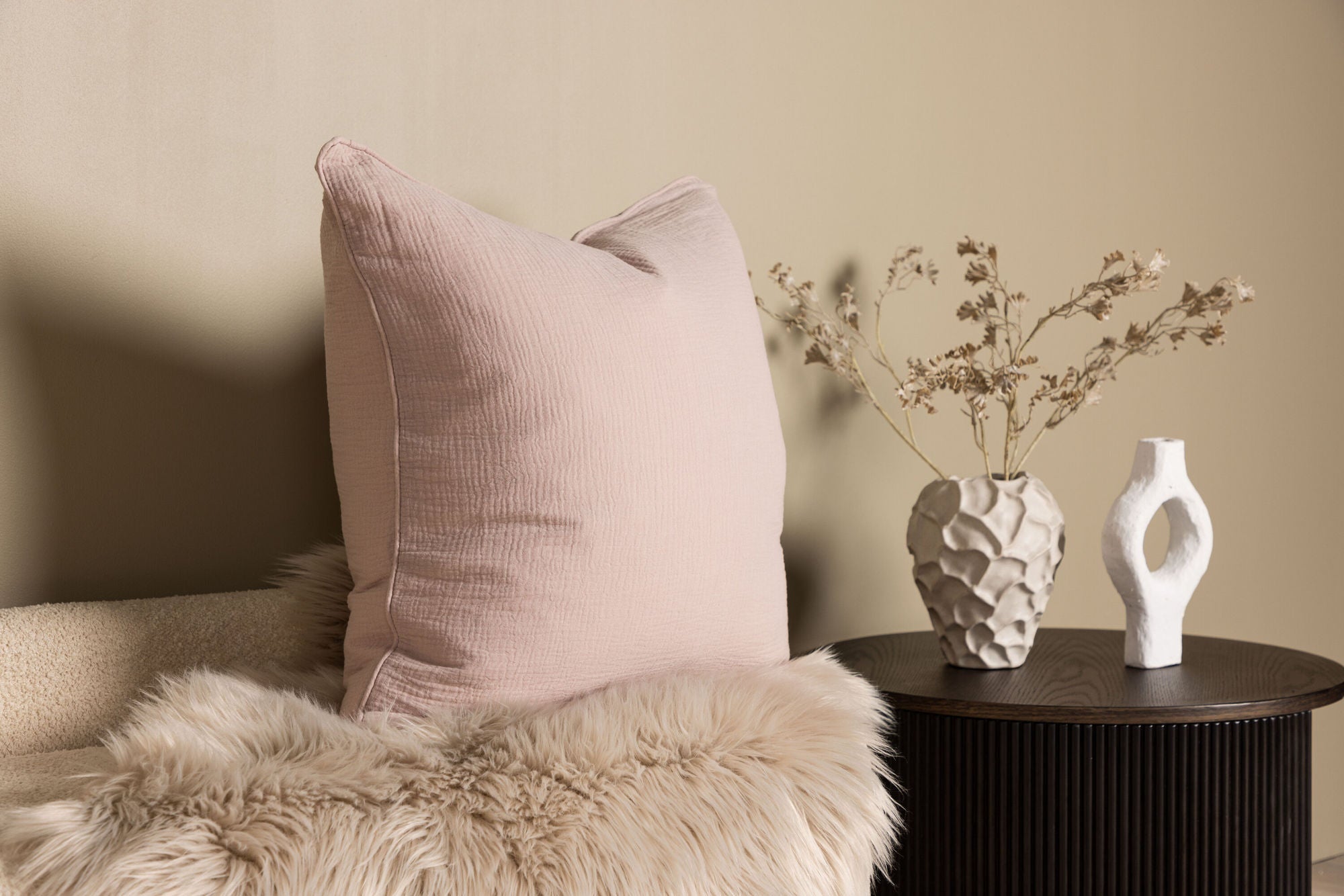 Venture Home Tyra Cushion Cover Cotton Gauze - Light pink 60x60