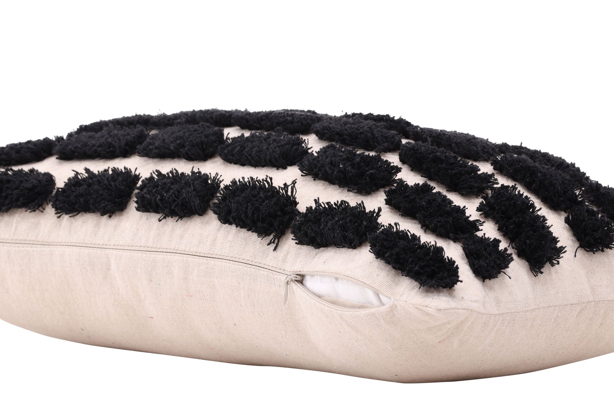 Venture Home Lova Cushion Cover Poly with tufe - Beige/Black 30x50
