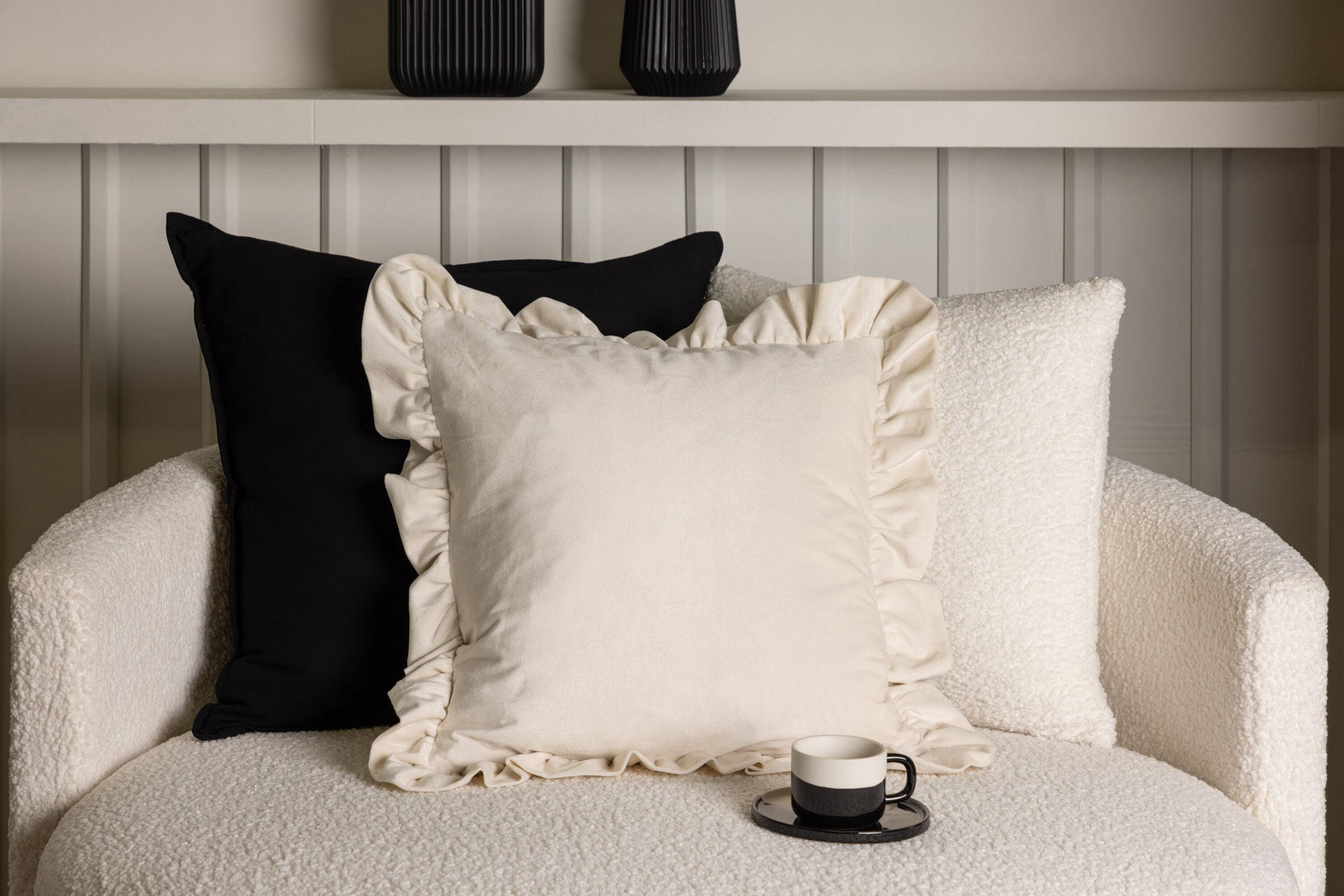 Venture Home Hailey Cushion Cover Poly Velvet - White 50x50