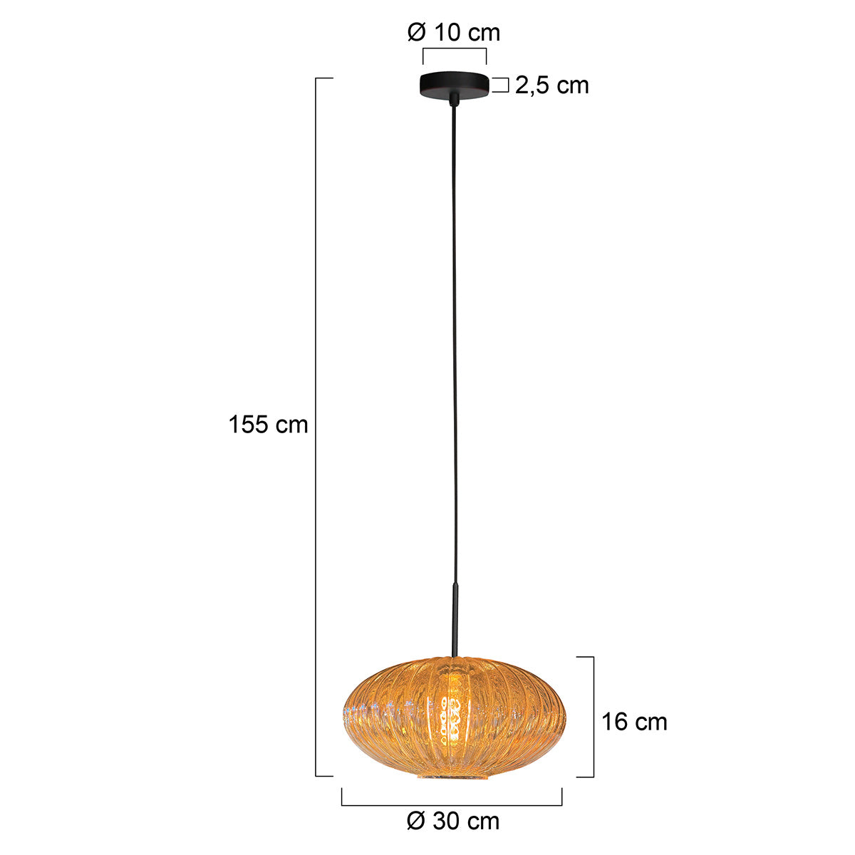 Hængelampe Aurelio 4295ZW – pendel med UFO-ravfarvet glas