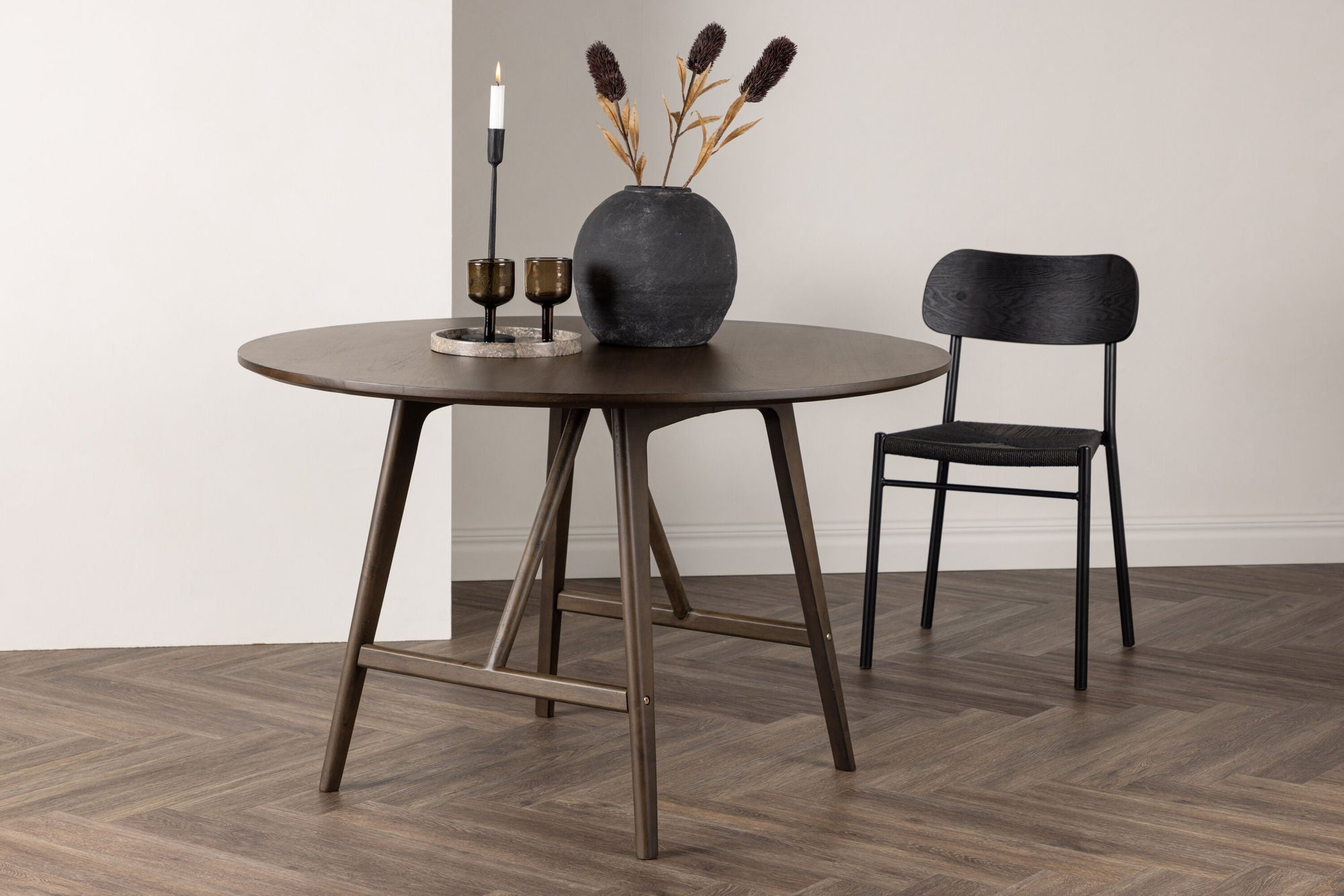 Venture Home Kaseidon spisebord - rund - Rubberwood / Dark Brown MDF
