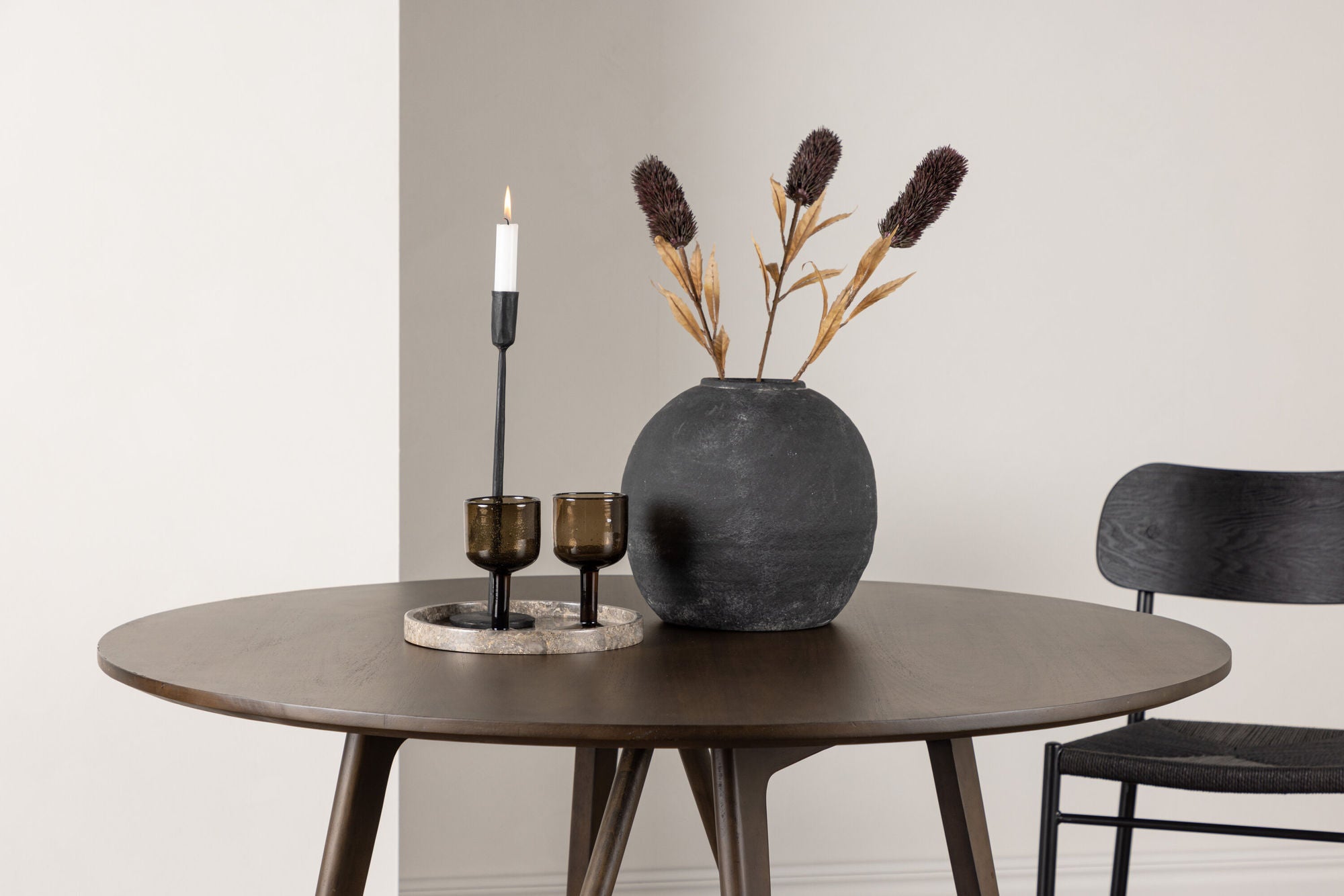 Venture Home Kaseidon spisebord - rund - Rubberwood / Dark Brown MDF