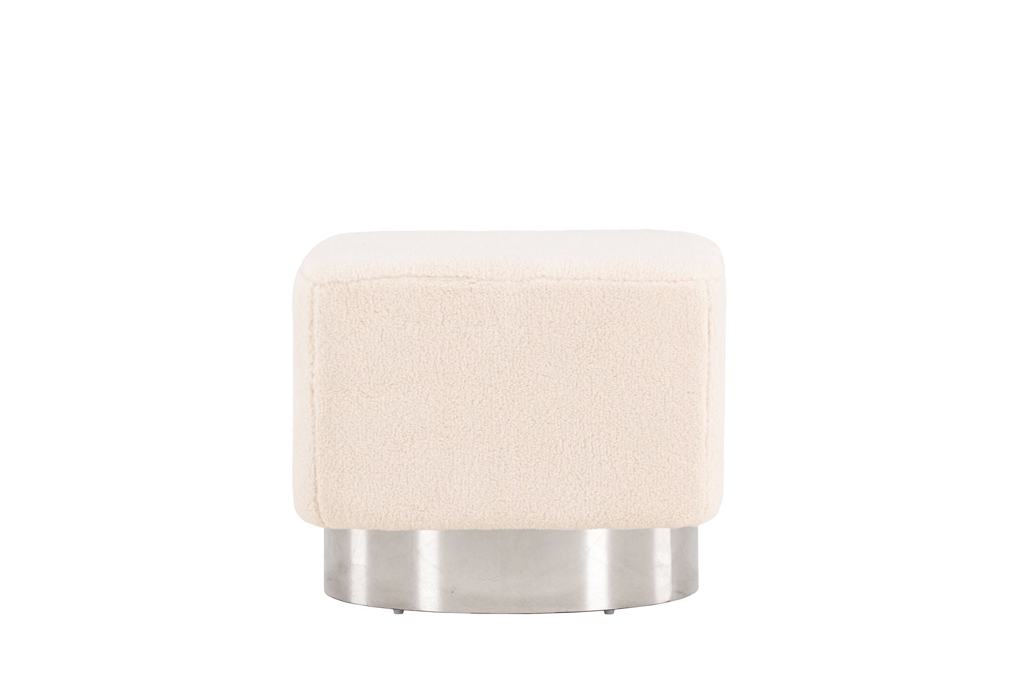 Venture Home Newton Ottoman/Pouf - Silver / Offwhite Fleece
