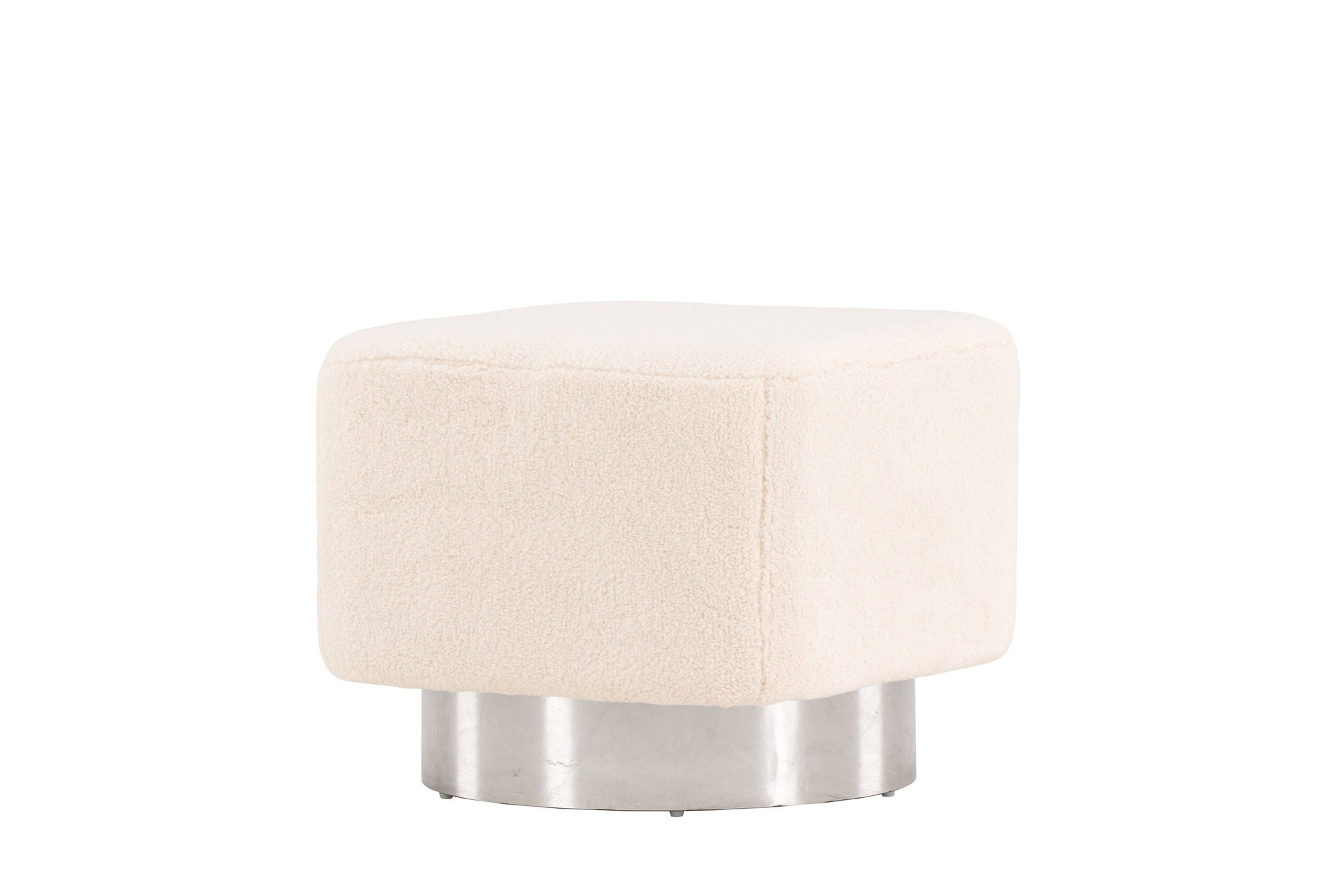Venture Home Newton Ottoman/Pouf - Silver / Offwhite Fleece