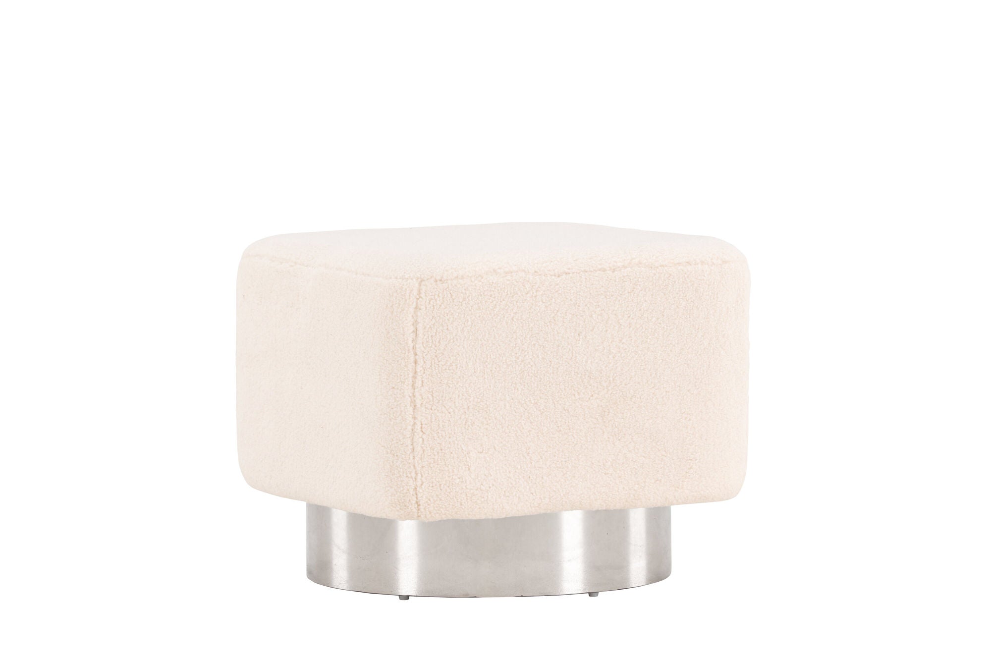 Venture Home Newton Ottoman/Pouf - Silver / Offwhite Fleece