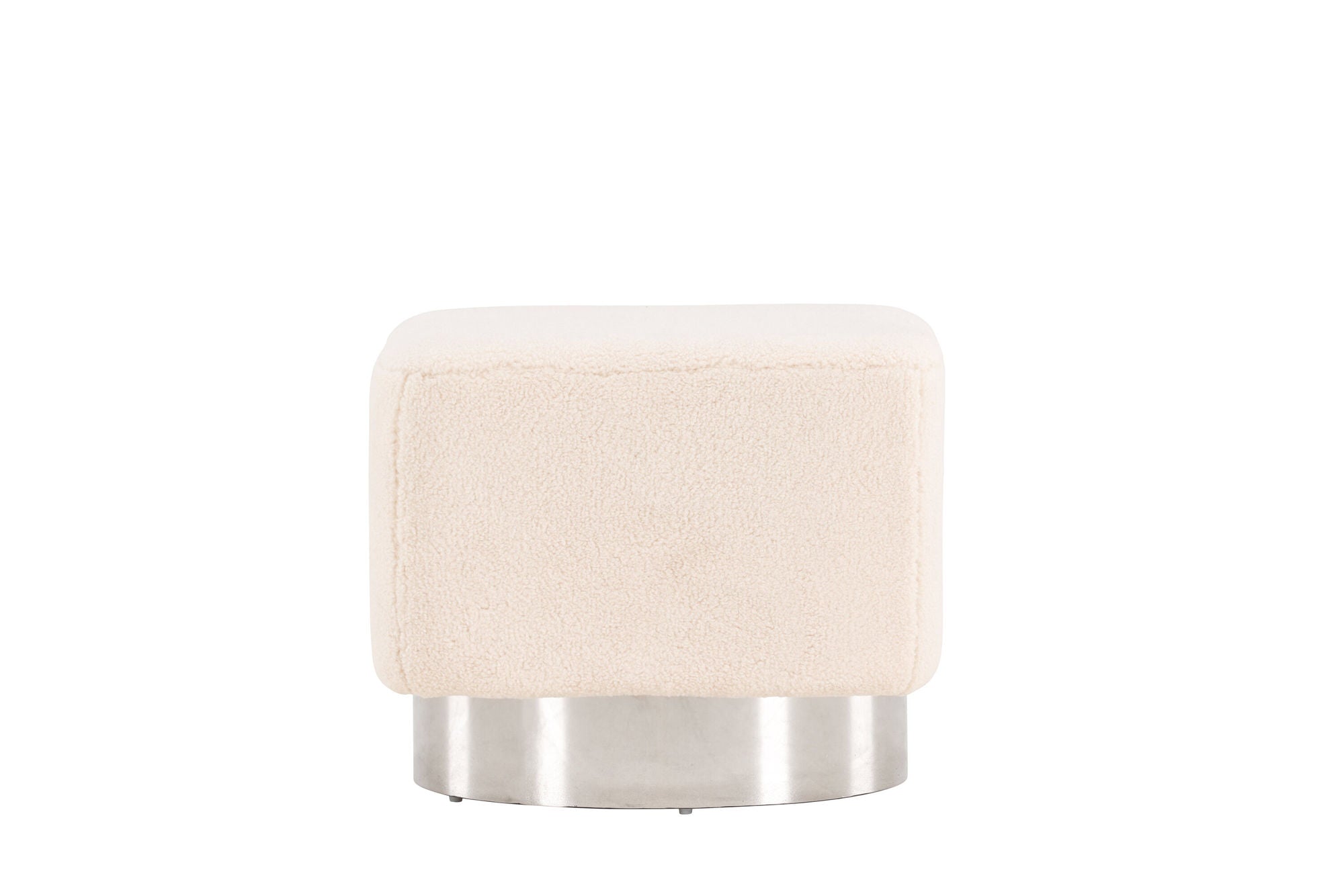 Venture Home Newton Ottoman/Pouf - Silver / Offwhite Fleece