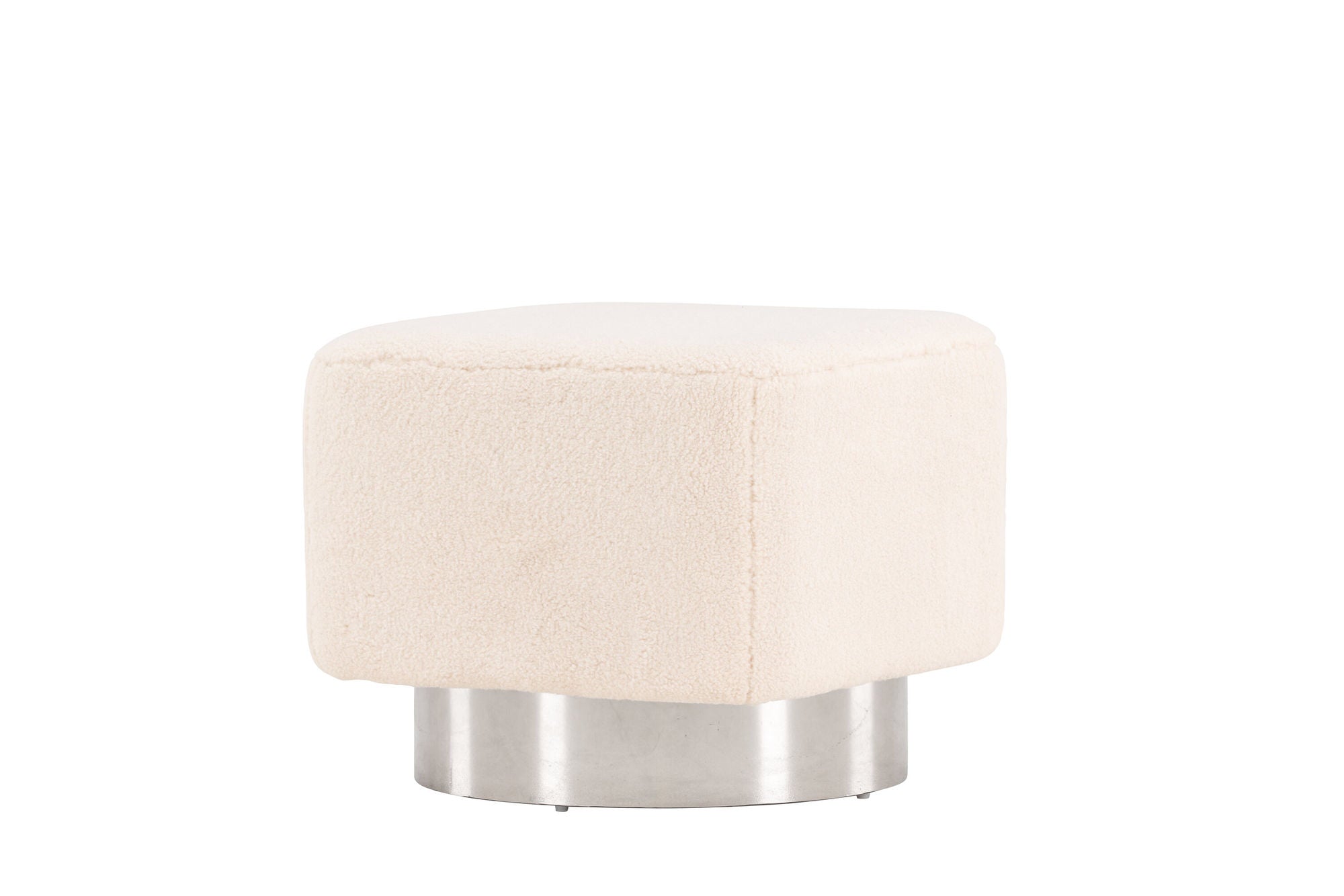 Venture Home Newton Ottoman/Pouf - Silver / Offwhite Fleece